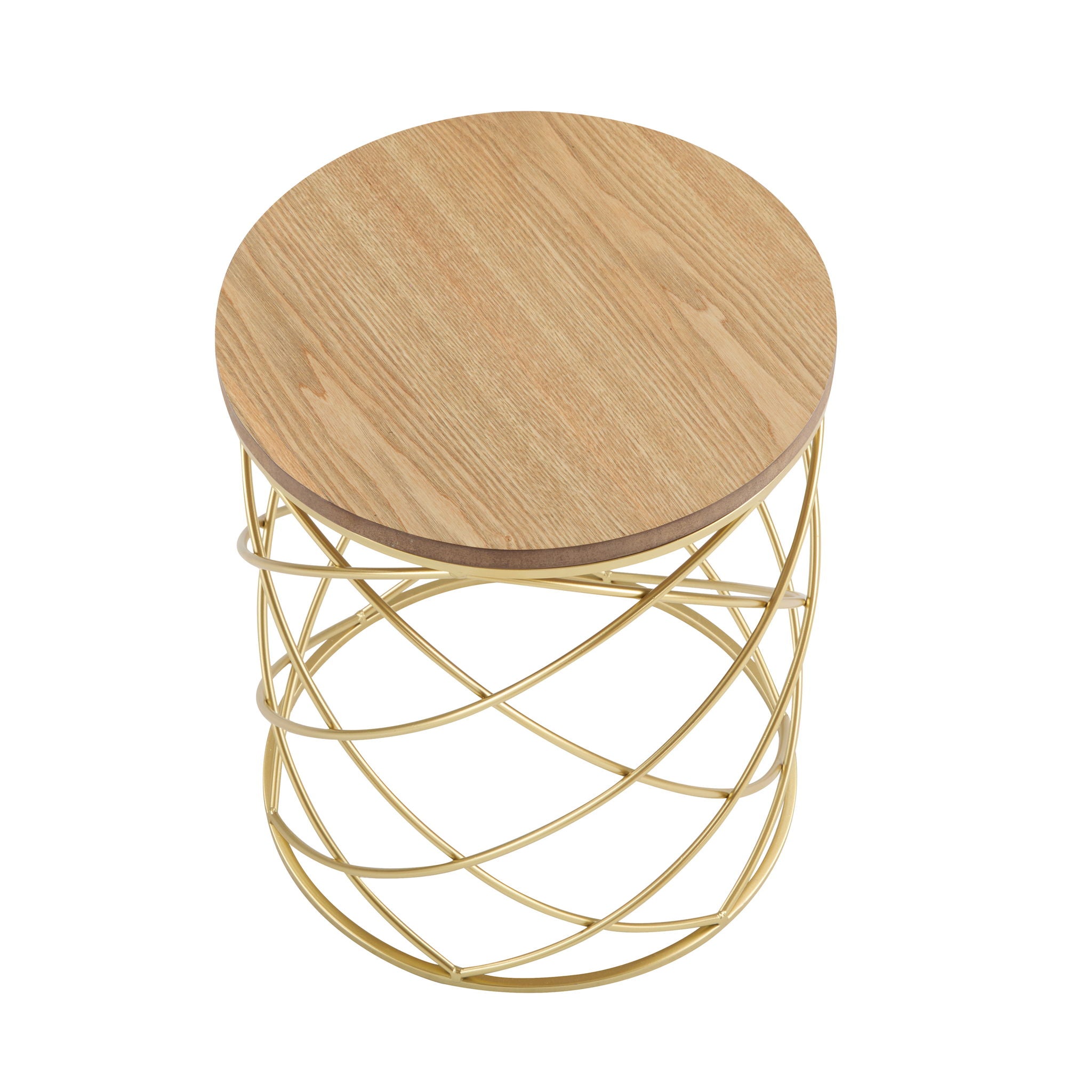 Contemporary Golden Side Table With Top And Metal Frame - Natural / Gold - Best Buy Furniture
