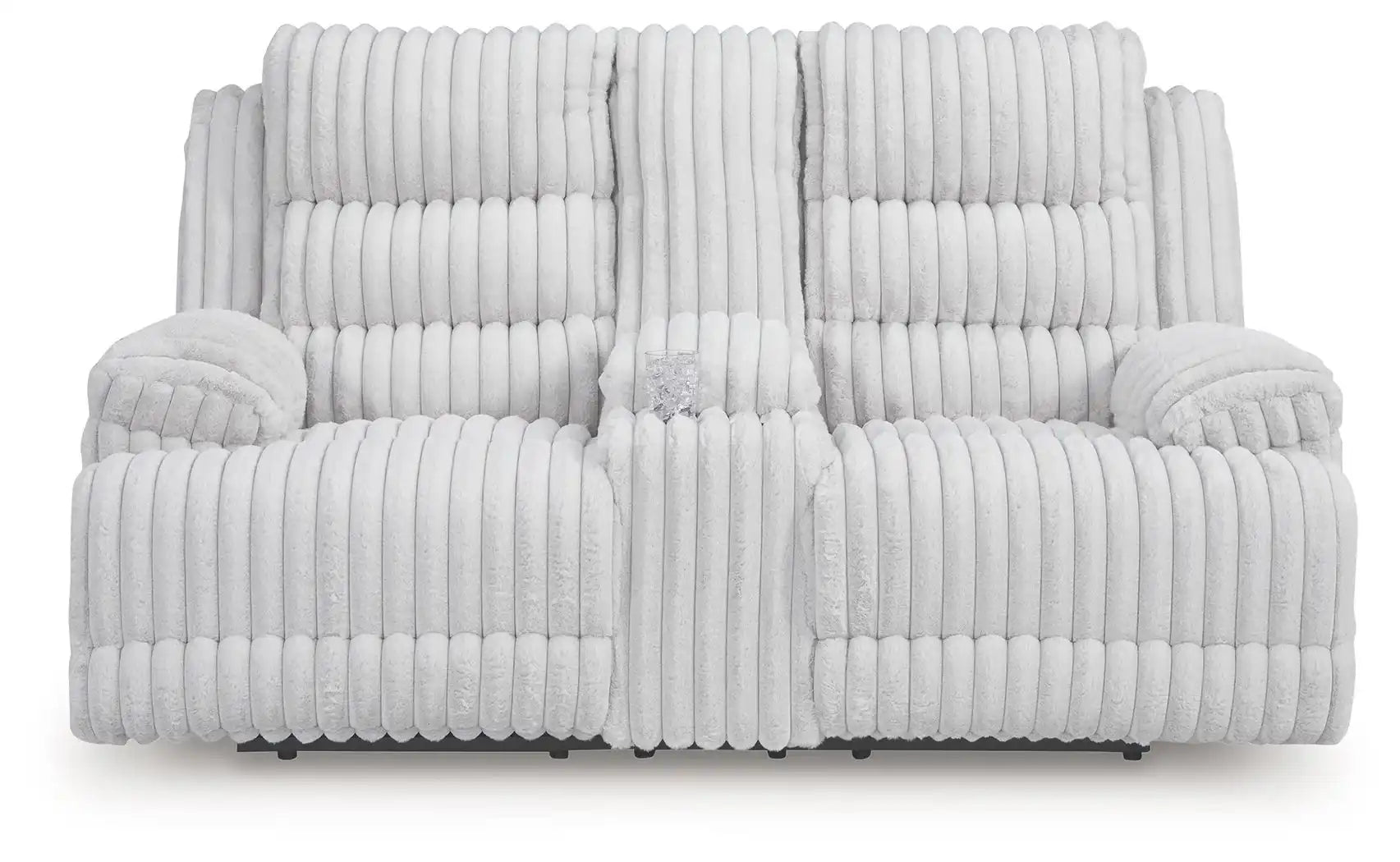 Rhines Falls - Double Reclining Power Loveseat With Console - Alloy - Best Buy Furniture