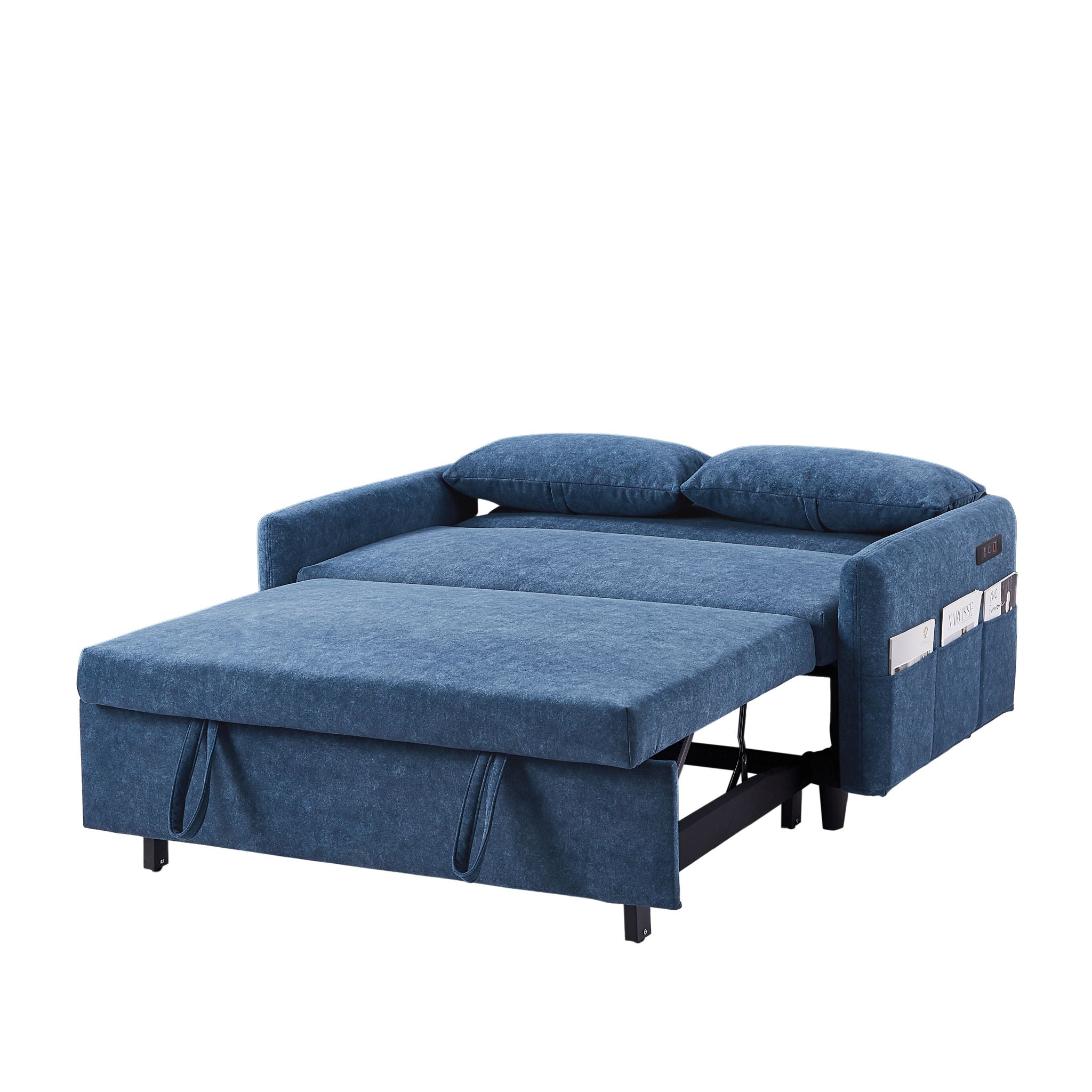Pull Out Sleep Sofa Bed Loveseats Sofa Couch With Adjsutable Backrest, Storage Pockets, 2 Soft Pillows, USB Ports For Living Room, Bedroom, Apartment, Office - Best Buy Furniture