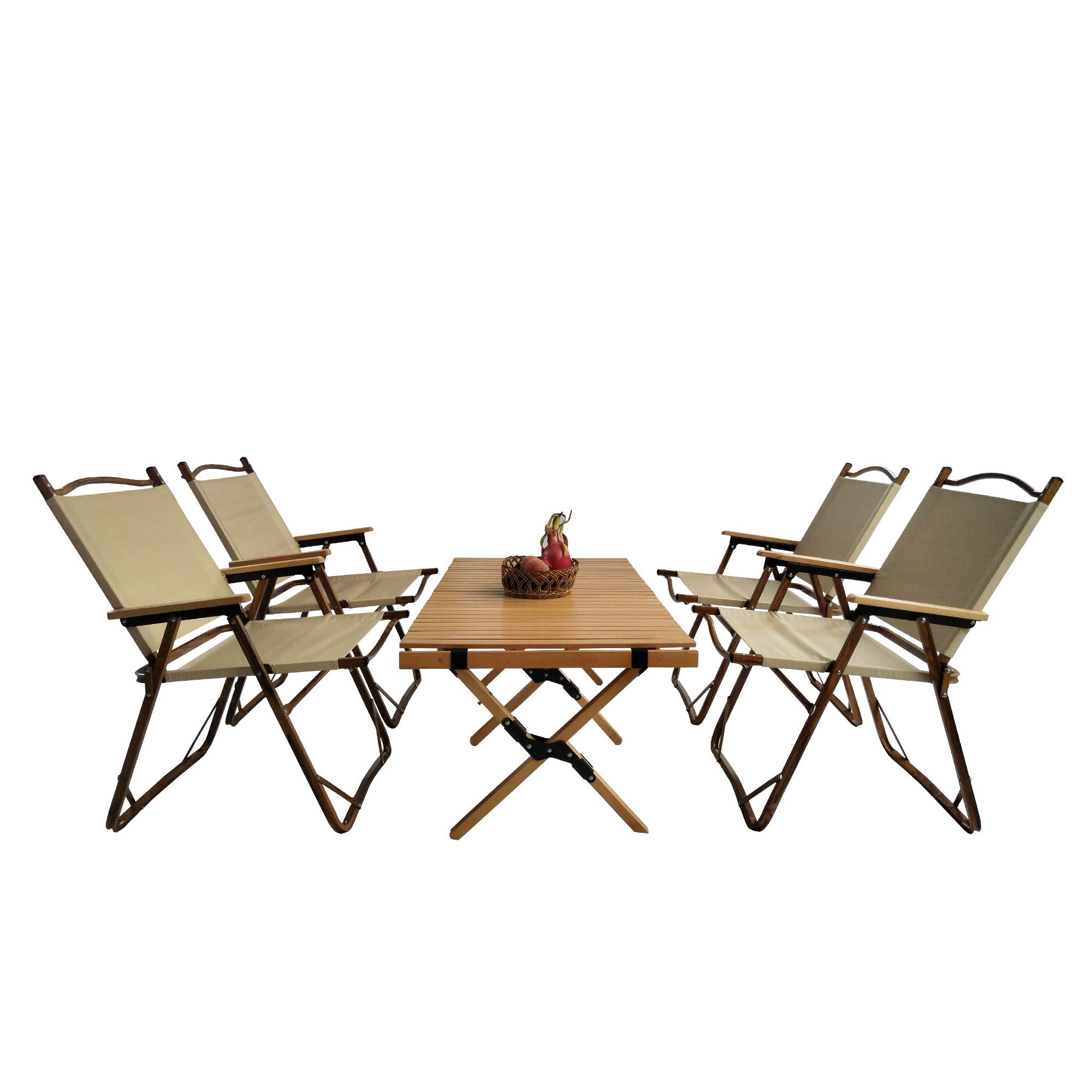 5 Pieces Dining Set, Multi-Function Foldable And Portable, 1 Dining Table & 4 Folding Chairs, Indoor And Outdoor Universal - Natural - Best Buy Furniture