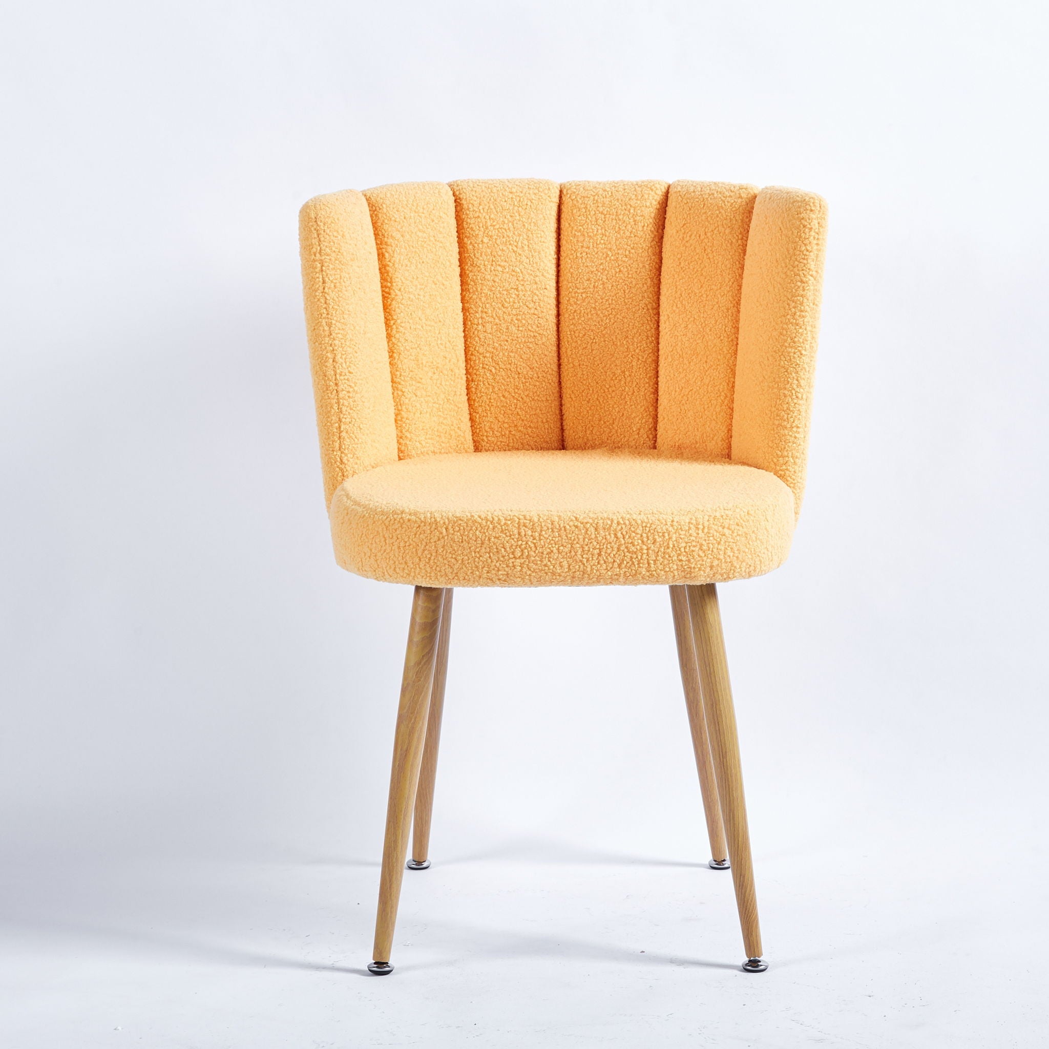 Modern Dining Chair (Set of 2) With Iron Tube Wood Color Legs, Shorthair Cushions And Comfortable Backrest, Suitable For Dining Room, Living Room, Cafe, Simple Structure - Best Buy Furniture