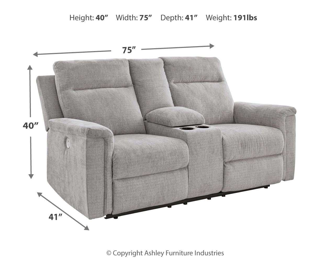 Barnsana - Dbl Power Reclining Loveseat With Console - Best Buy Furniture