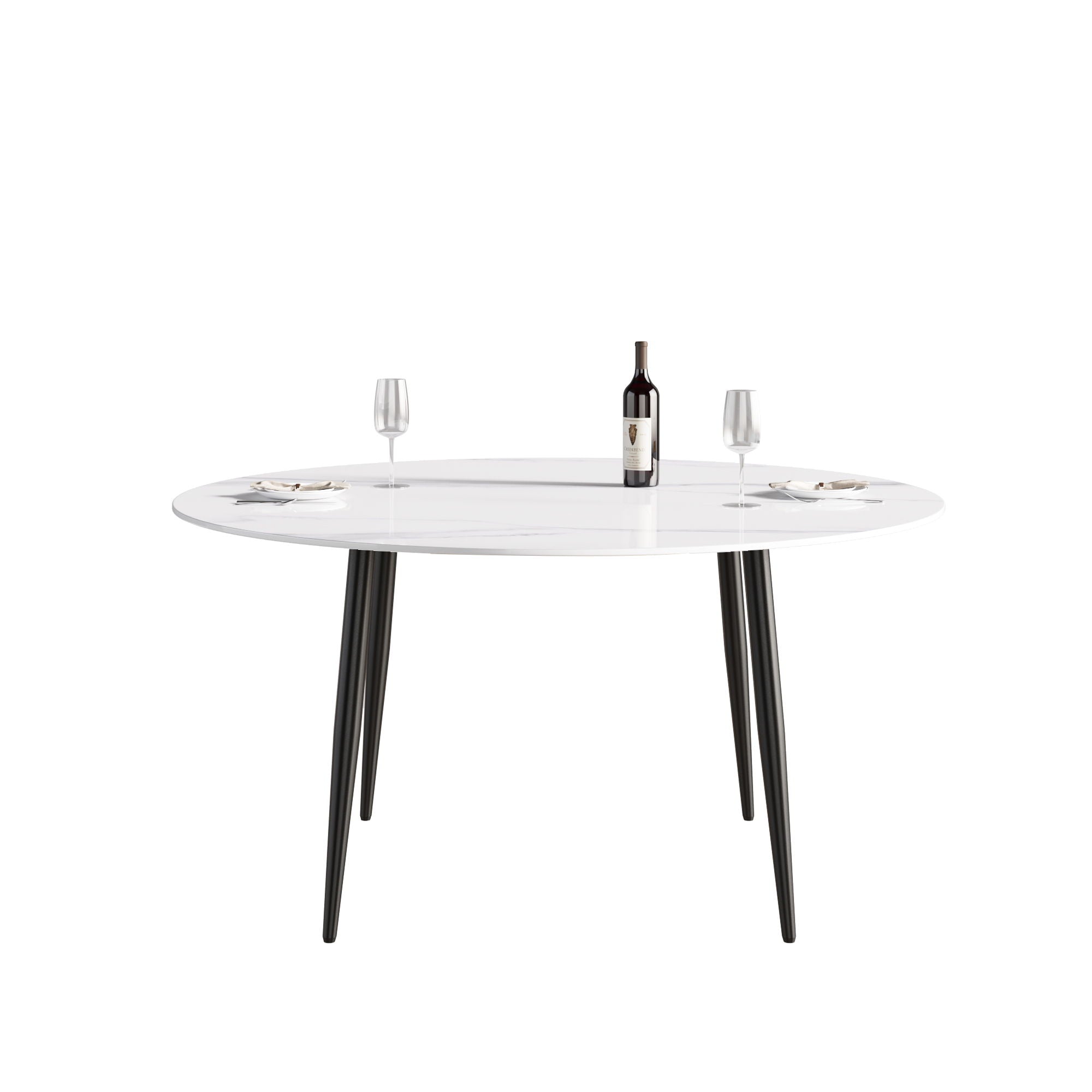 Modern Man-Made Stone Round Metal Dining Table-Position For 6 People - Best Buy Furniture