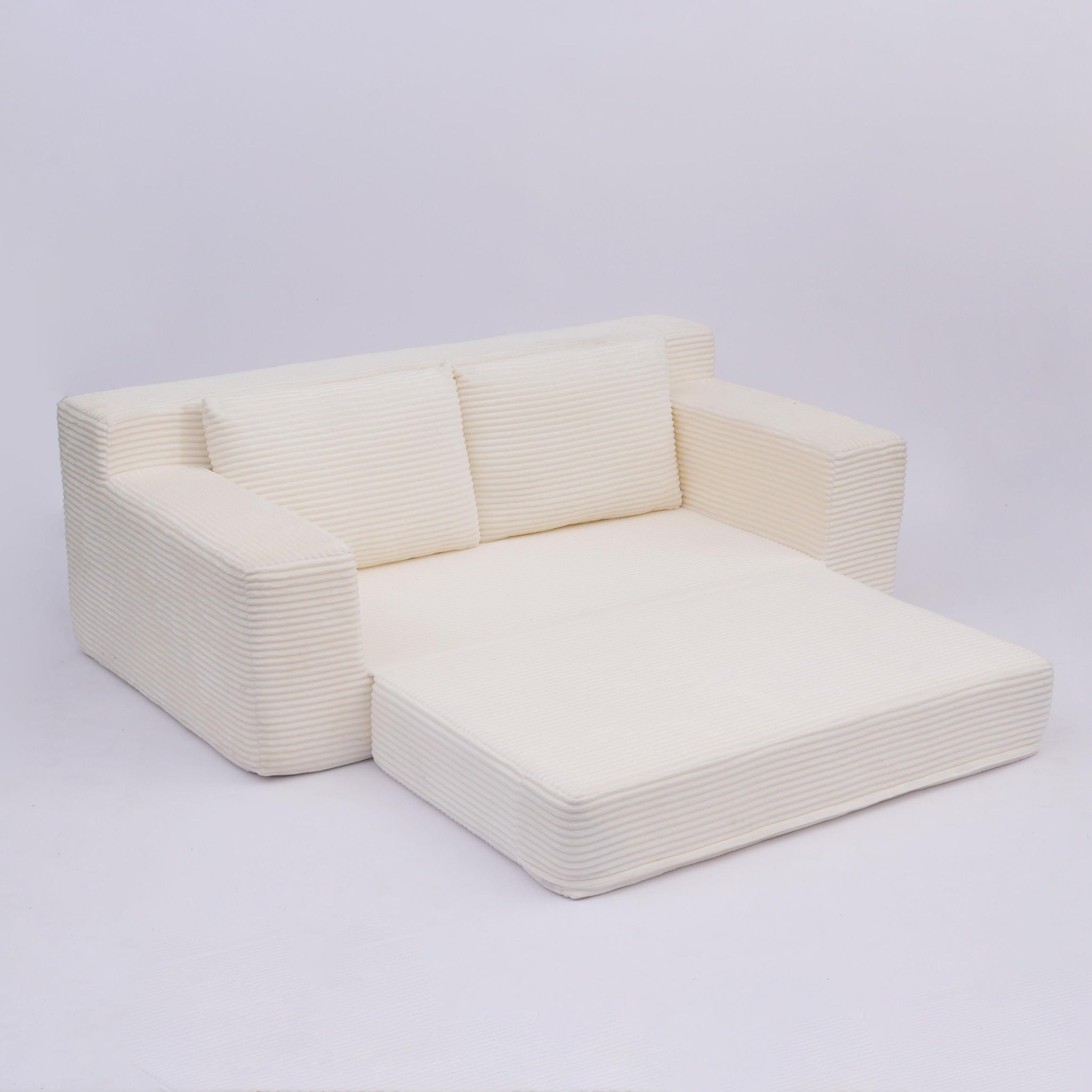 Loveseat Sofa, Comfortable Deep Seat Sofa Bed, Modern Small Corduroy Couch For Living Room Bedroom,Reversible Cushion With Pillows,No Assembly Required,White - Best Buy Furniture