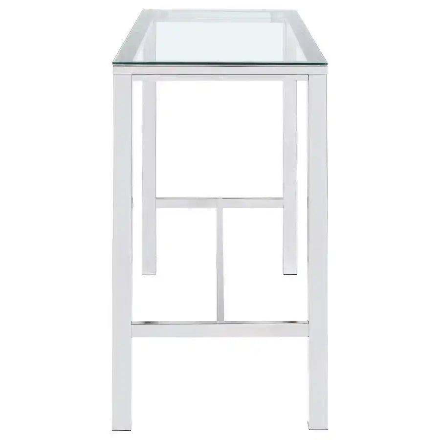 Tolbert - Rectangular Glass Top Pub Bar Table - Chrome - Best Buy Furniture