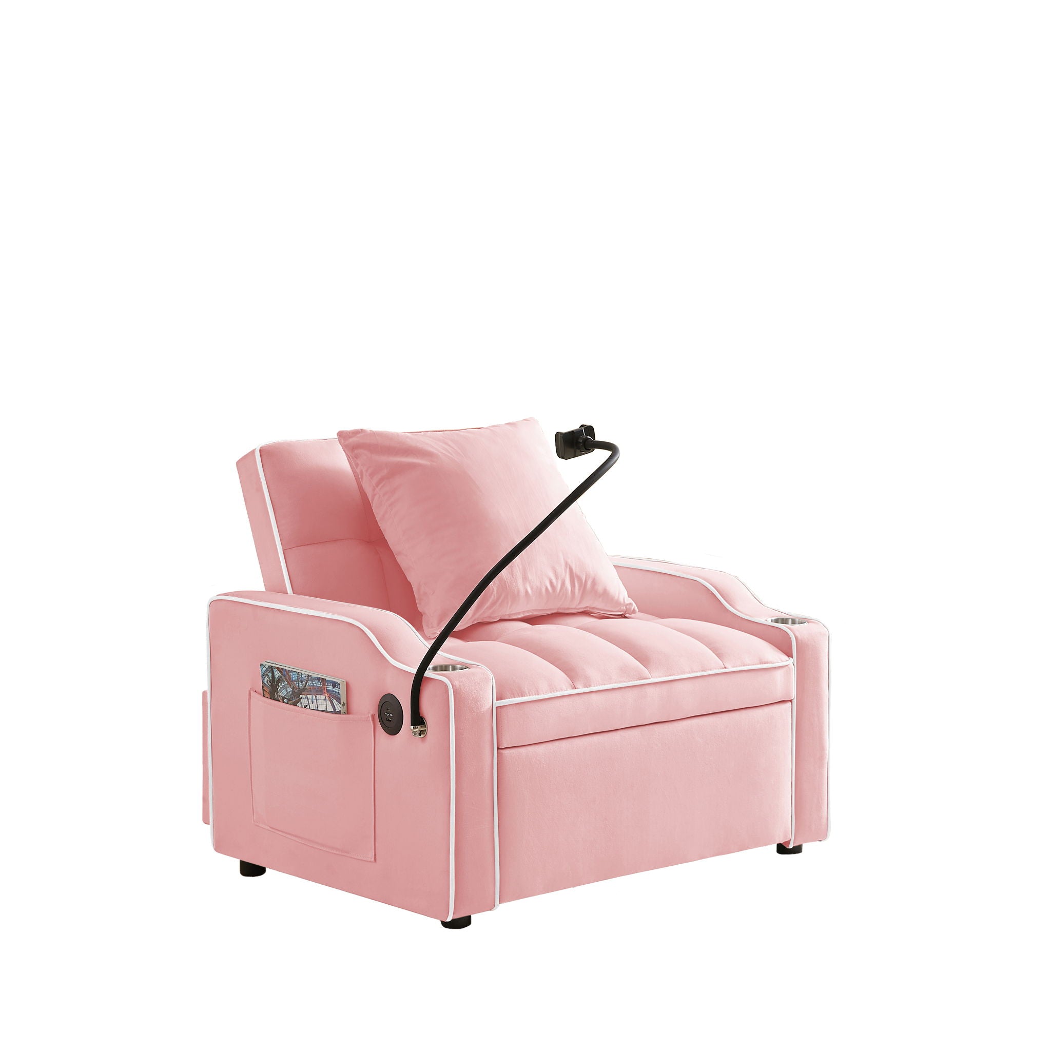 Convertible Velvet 3 In 1 Sofa Bed With Adjustable Sleeper Chair And Multi Pockets - Best Buy Furniture