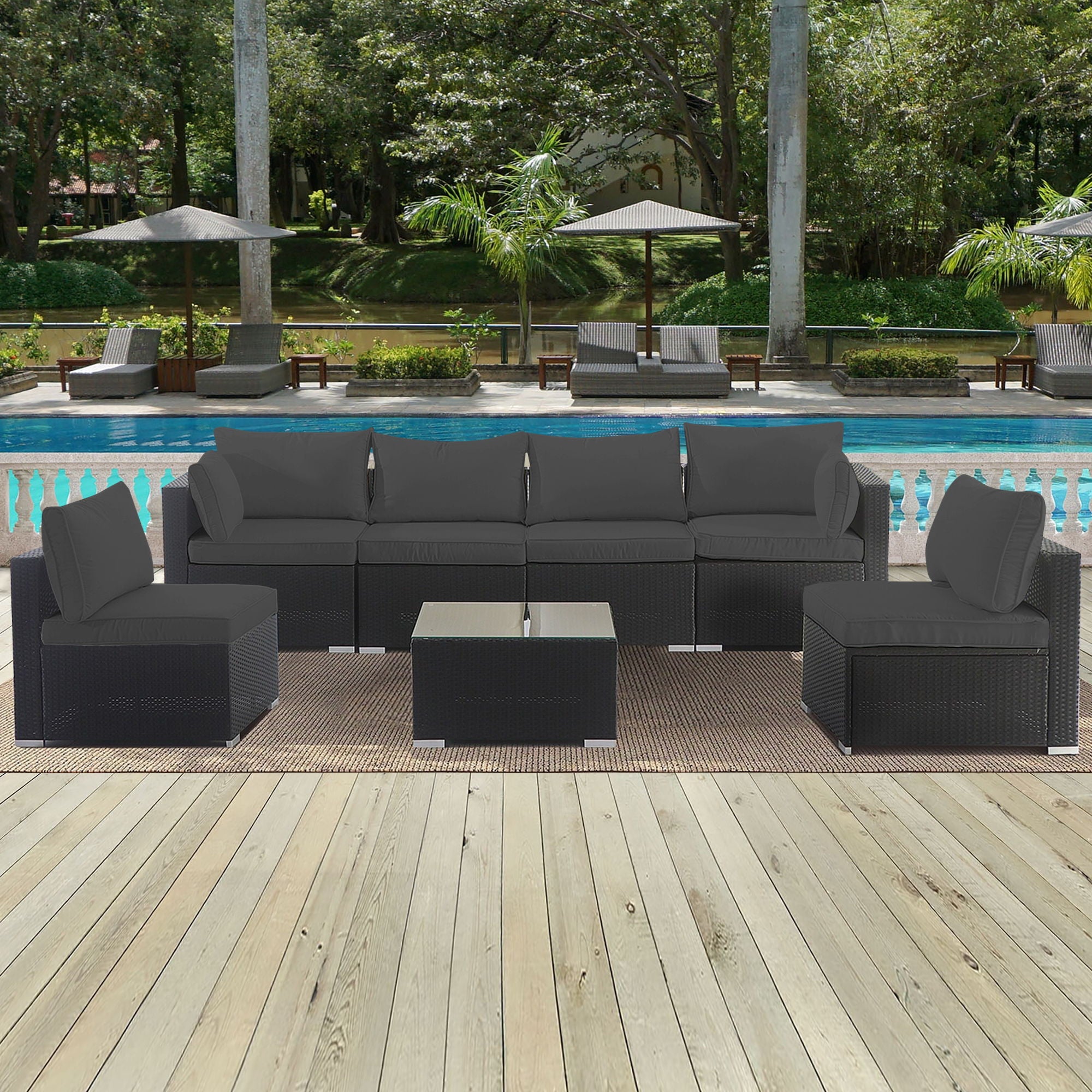 Cushion Covers For 7 Piece Wicker Sectional Sofa, 14 Pack Seat And Back Slipcovers With Zipper - Best Buy Furniture