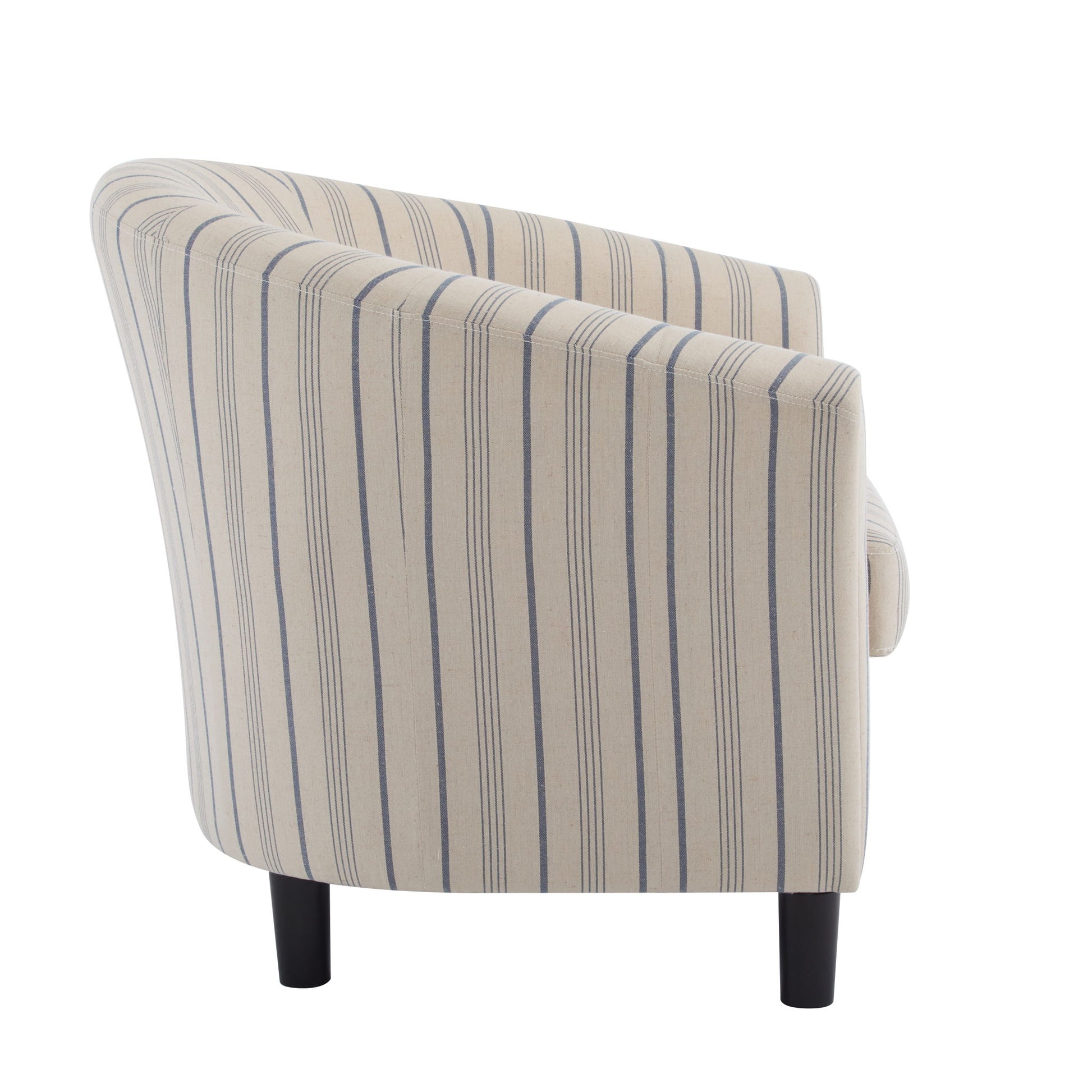 Modern Barrel Fabric Striped Barrel Chair With Channel Stitching - Beige / Blue Stripe - Best Buy Furniture