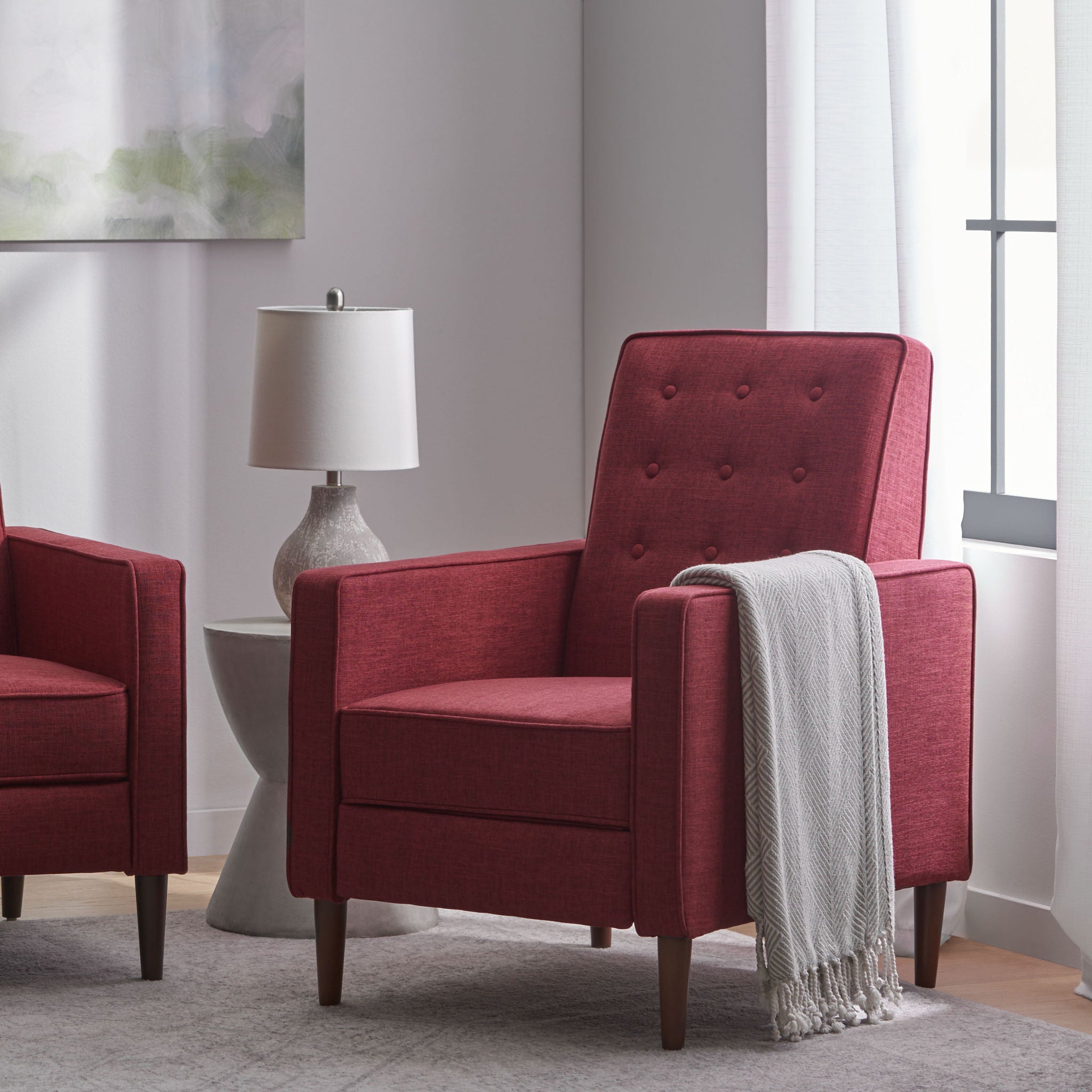 Mid-Century Modern Recliner With Button Tufted Waffle Stitch - Best Buy Furniture