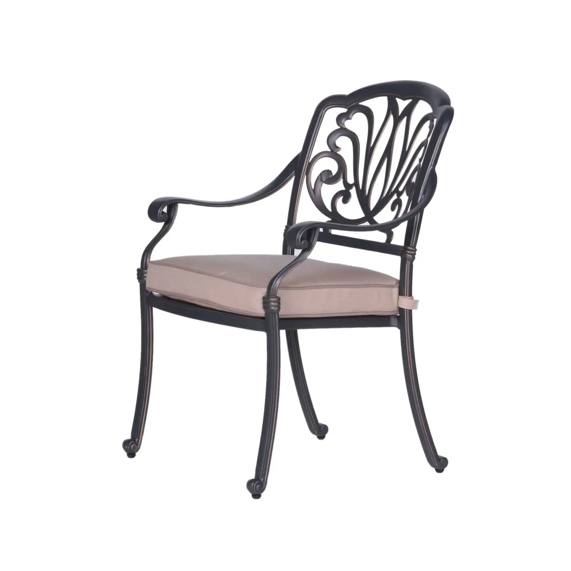 Round 4 Person 48" Long Aluminum Dining Set With Sunbrella Cushions - Gray / Ivory - Best Buy Furniture