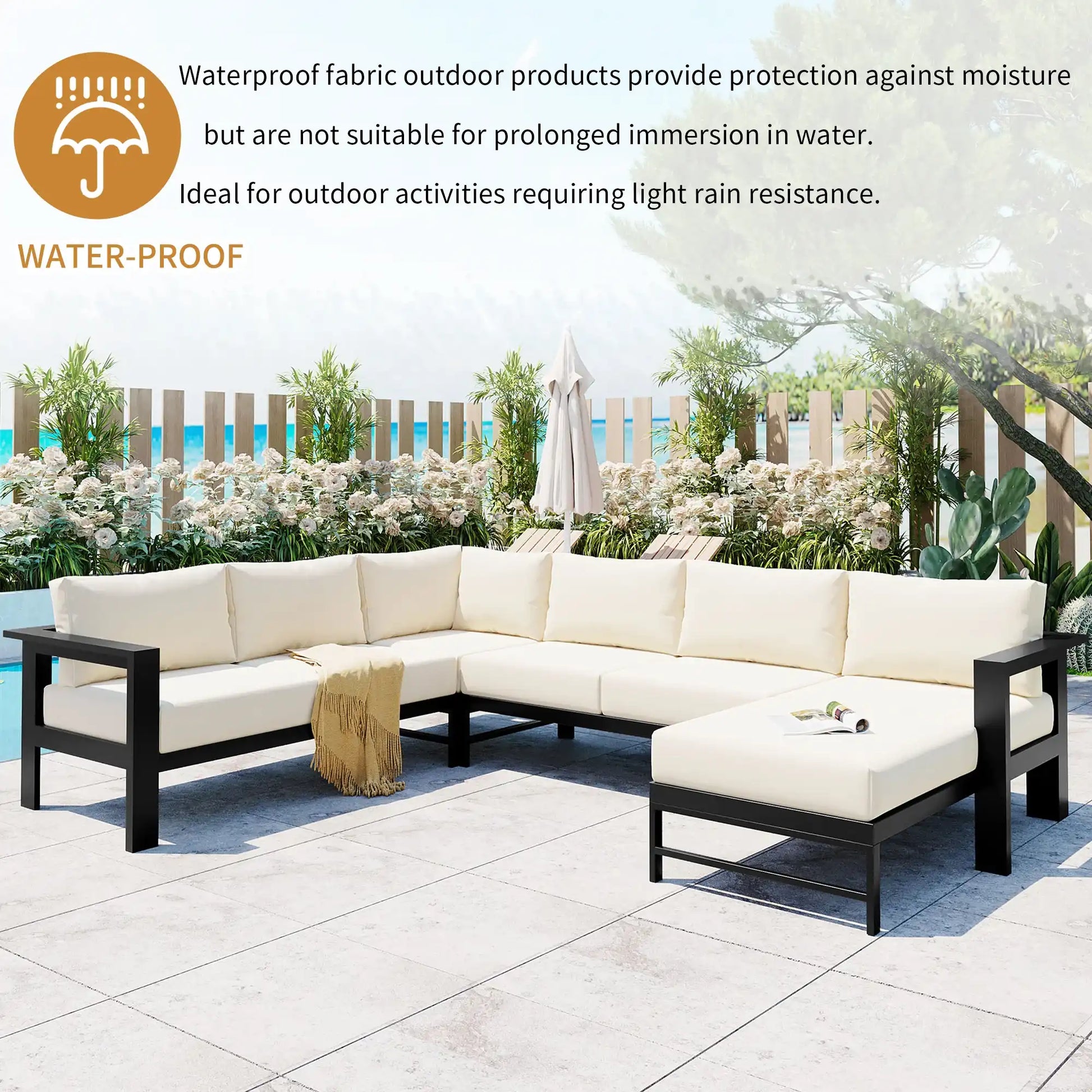 U-shaped multi-person outdoor sofa set, suitable for gardens, backyards, and balconies. - Best Buy Furniture