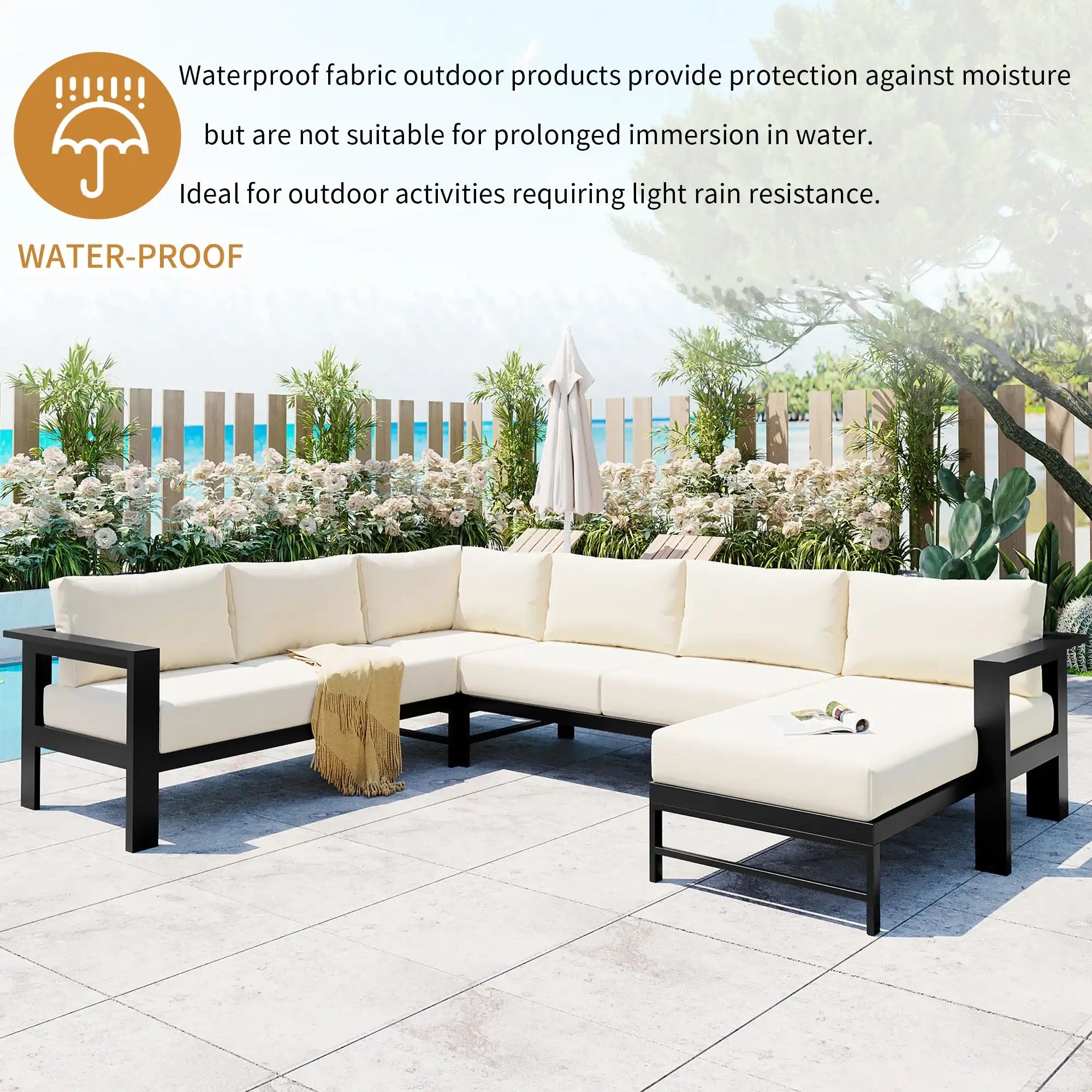 U-shaped multi-person outdoor sofa set, suitable for gardens, backyards, and balconies. - Best Buy Furniture