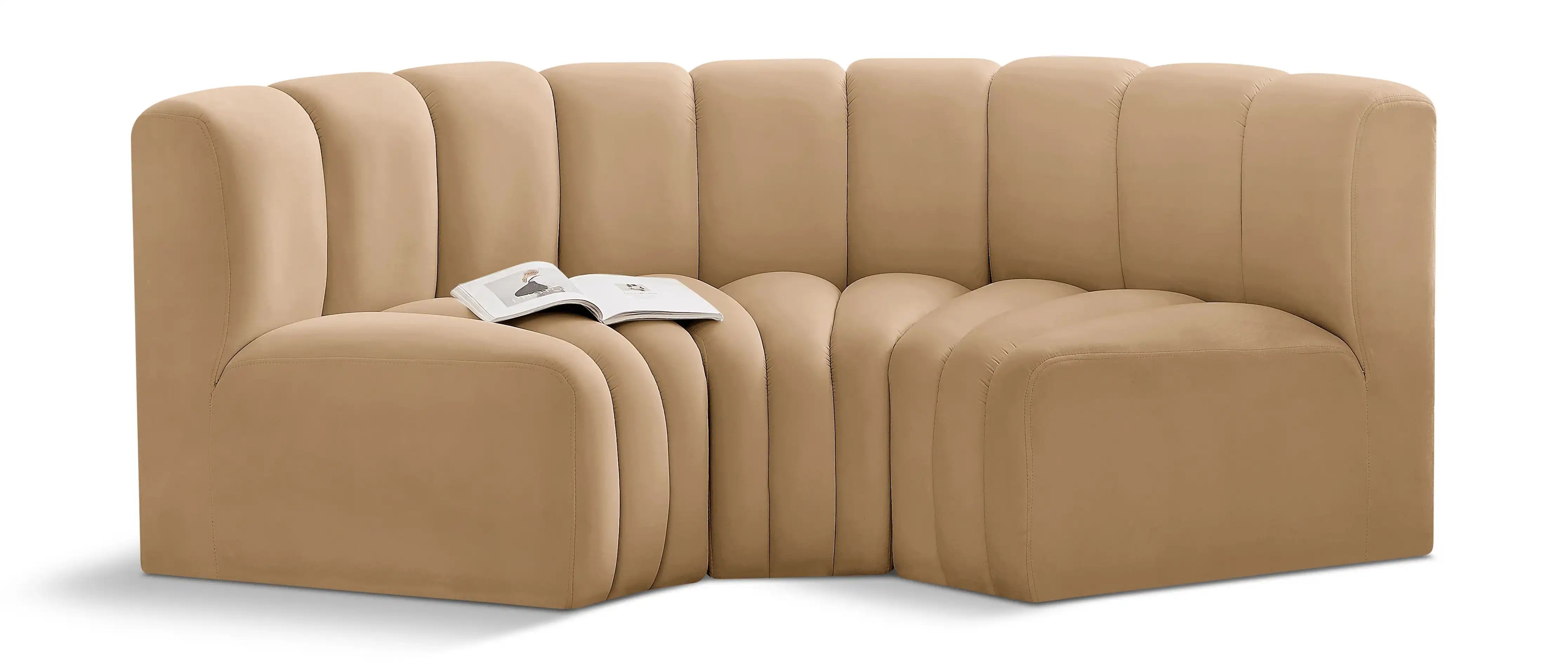 Arc - Velvet 3 Piece Modular U-Shaped Sofa - Best Buy Furniture