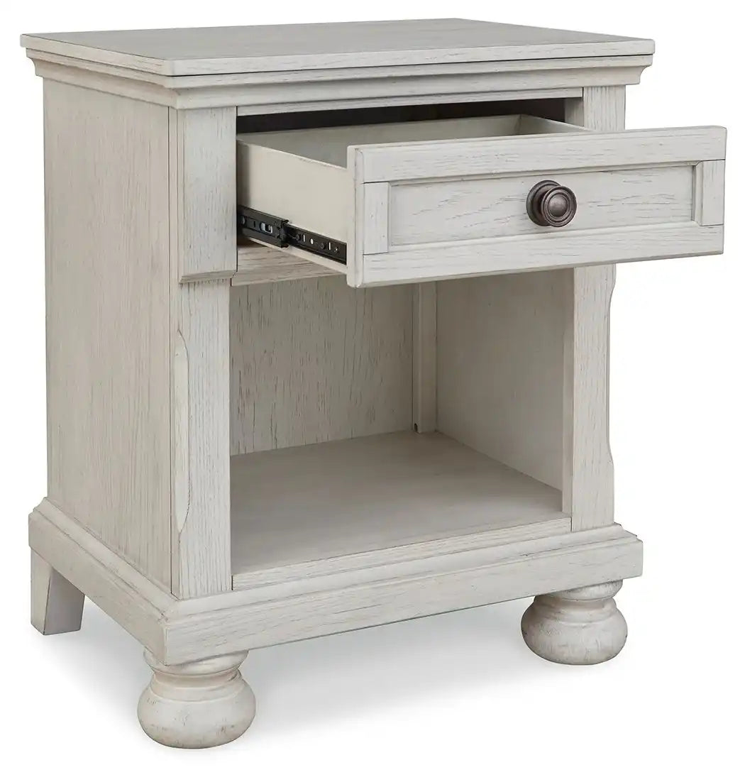 Robbinsdale - One Drawer Night Stand - Antique White - Best Buy Furniture
