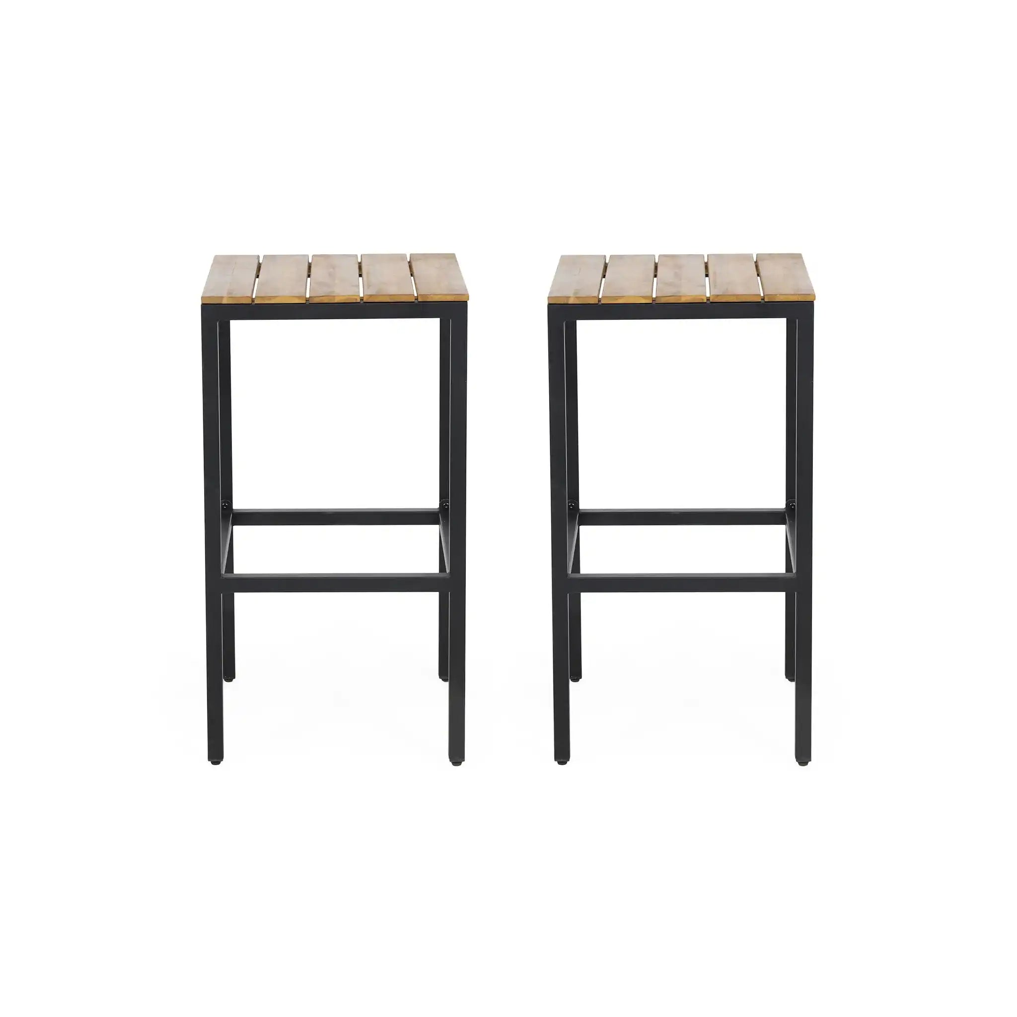 Outdoor Bar Stool With Slat Design And Metal Frame (Set of 2) - Best Buy Furniture