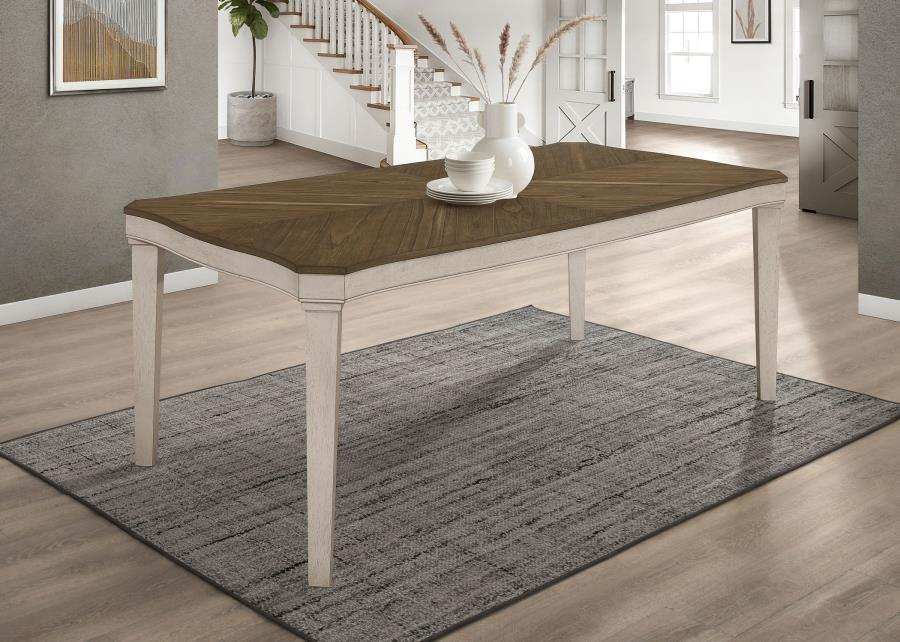 Ronnie - Rectangular Wood Dining Table - Rustic Cream - Best Buy Furniture