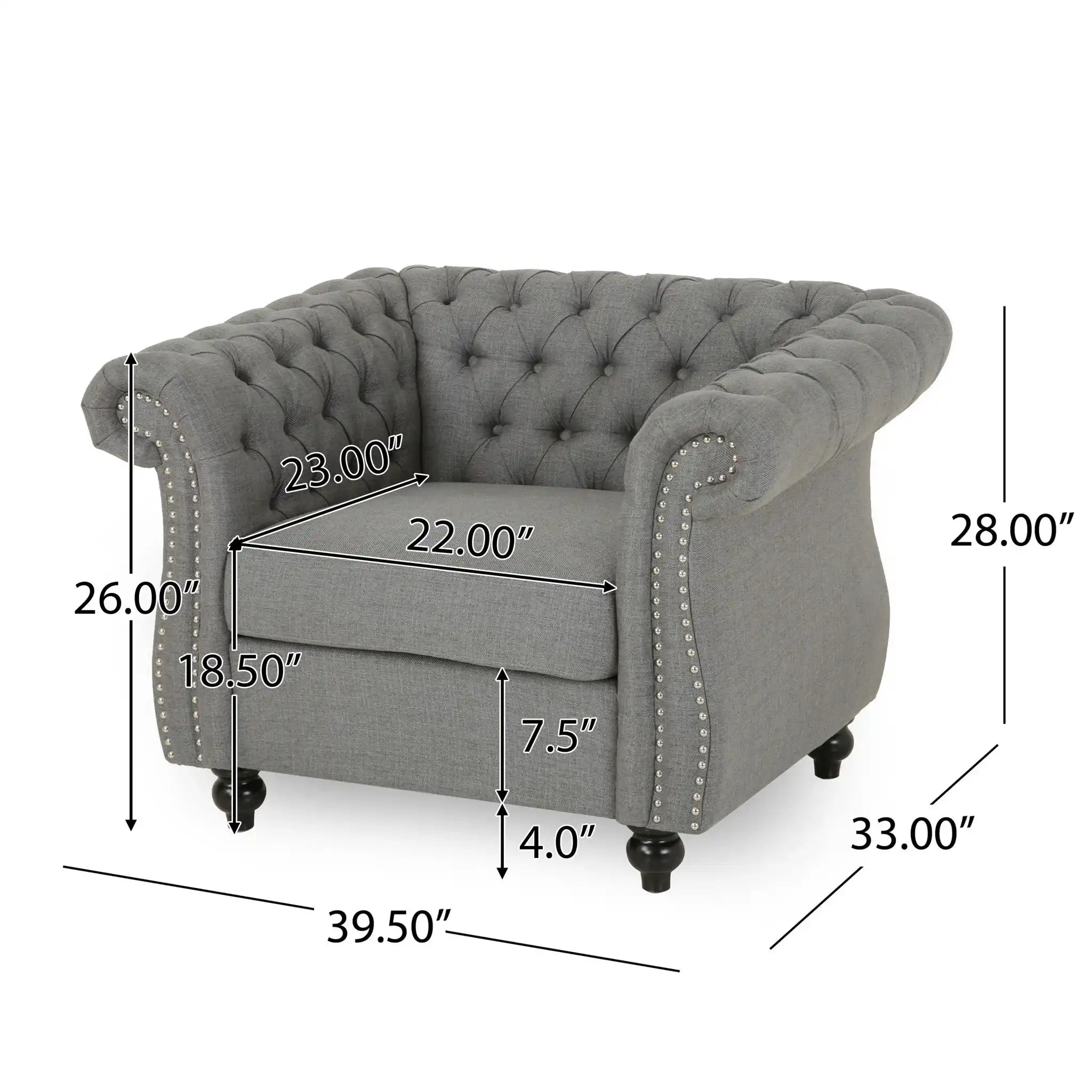 Nexuson - Upholstered Chesterfield Chair With Deep Tufted And Nailhead Trim - Best Buy Furniture