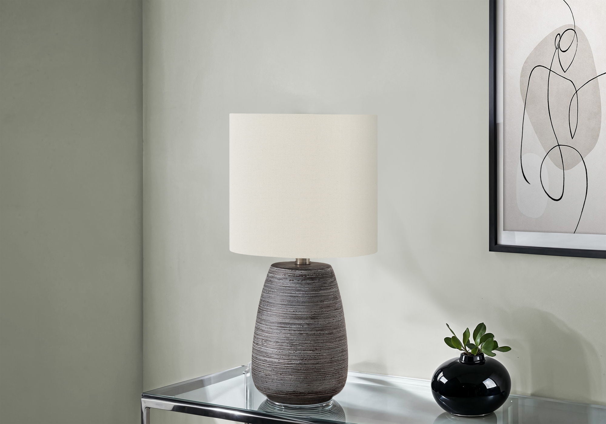 Lighting, Table Lamp, Ceramic, Contemporary - Gray / Cream - Best Buy Furniture