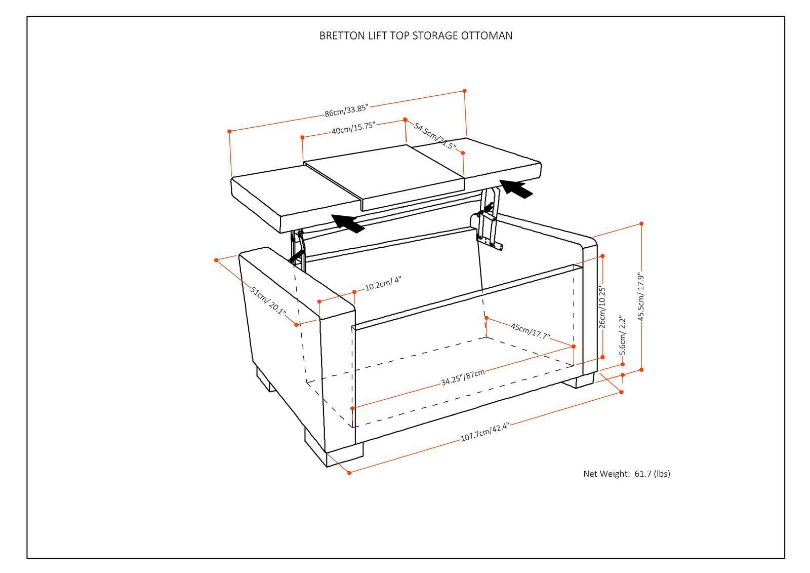 Bretton - Lift Top Storage Ottoman - Deep Umber Brown - Best Buy Furniture