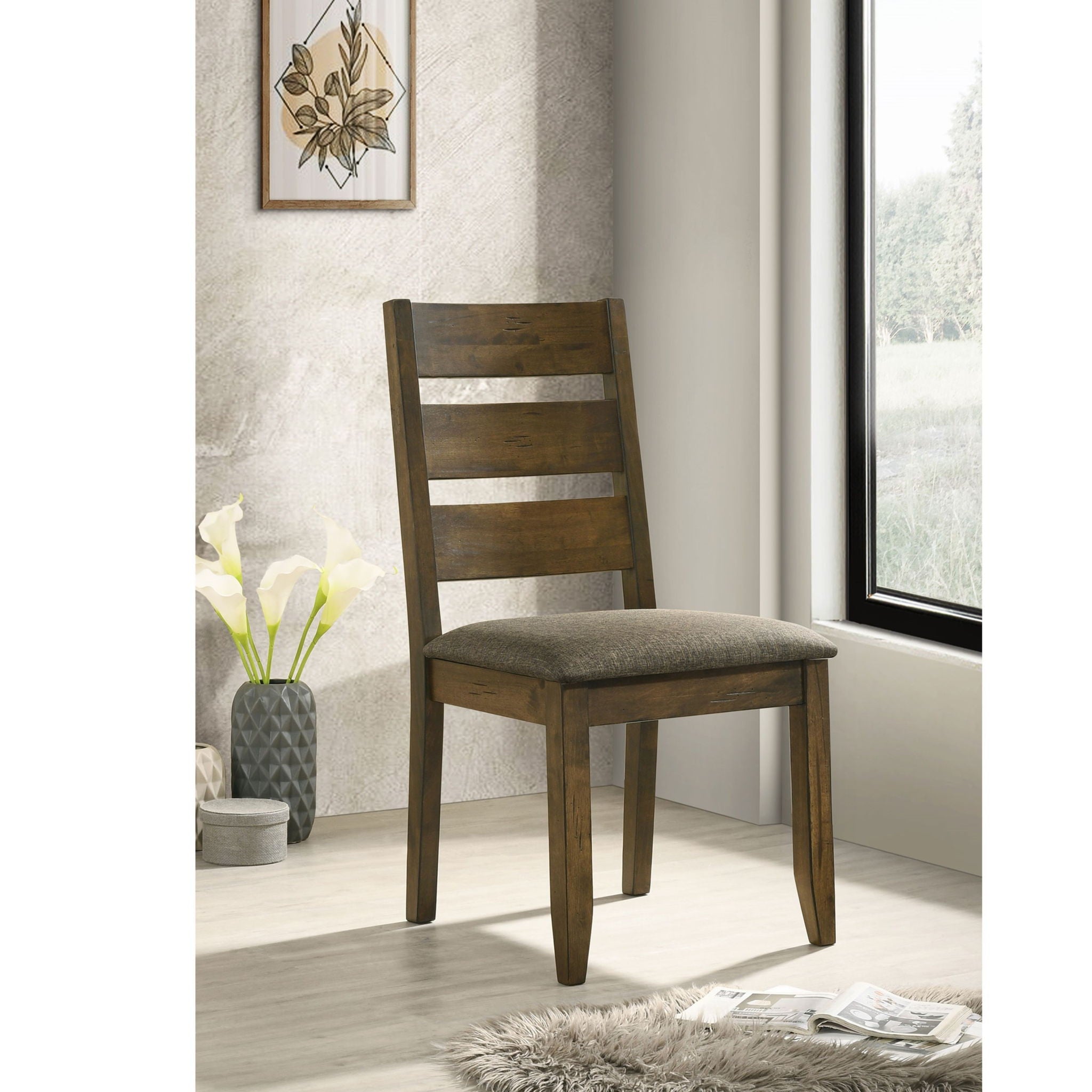 Dining Chair With Ladder Back Design (Set of 2) - Brown - Best Buy Furniture