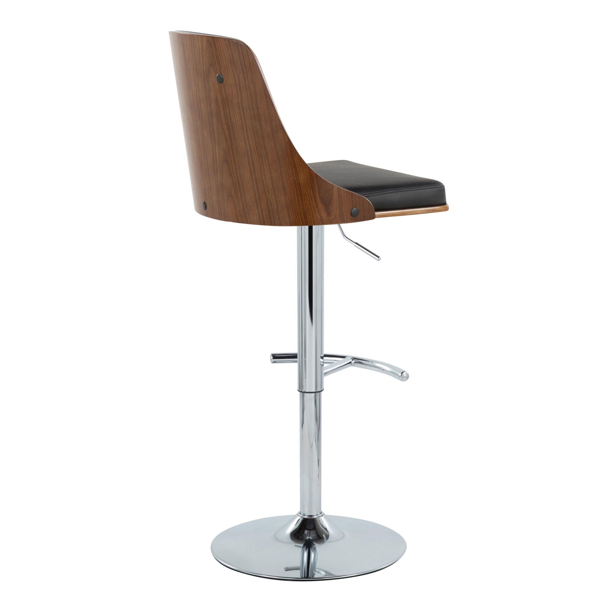Gianna - Mid Century Modern Adjustable Barstool With Swivel With Rounded T Footrest (Set of 2) - Best Buy Furniture