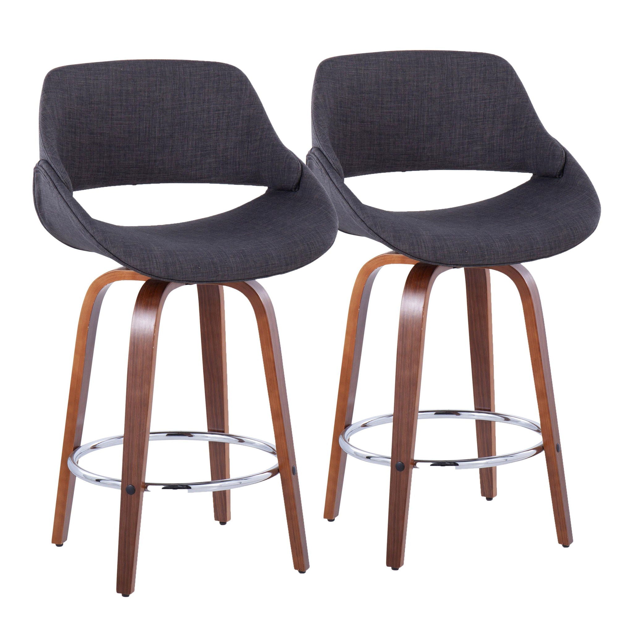 Fabrico - Mid Century Modern, Fixed Height Counter Stool With Round Footrest (Set of 2) - Best Buy Furniture