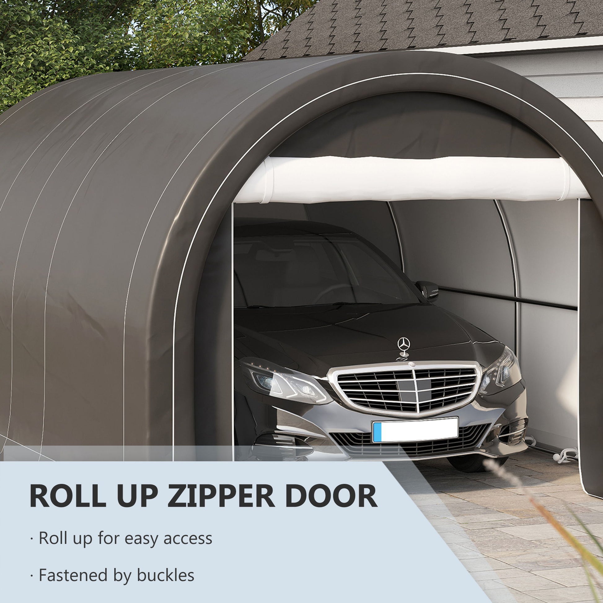 Outsunny - 10' x 16' Carport, Heavy Duty Portable Garage Storage Tent With Large Zippered Door, Anti-Uv Pe Canopy Cover For Car, Truck, Boat, Motorcycle, Bike, Garden Tools, Outdoor Work - Best Buy Furniture