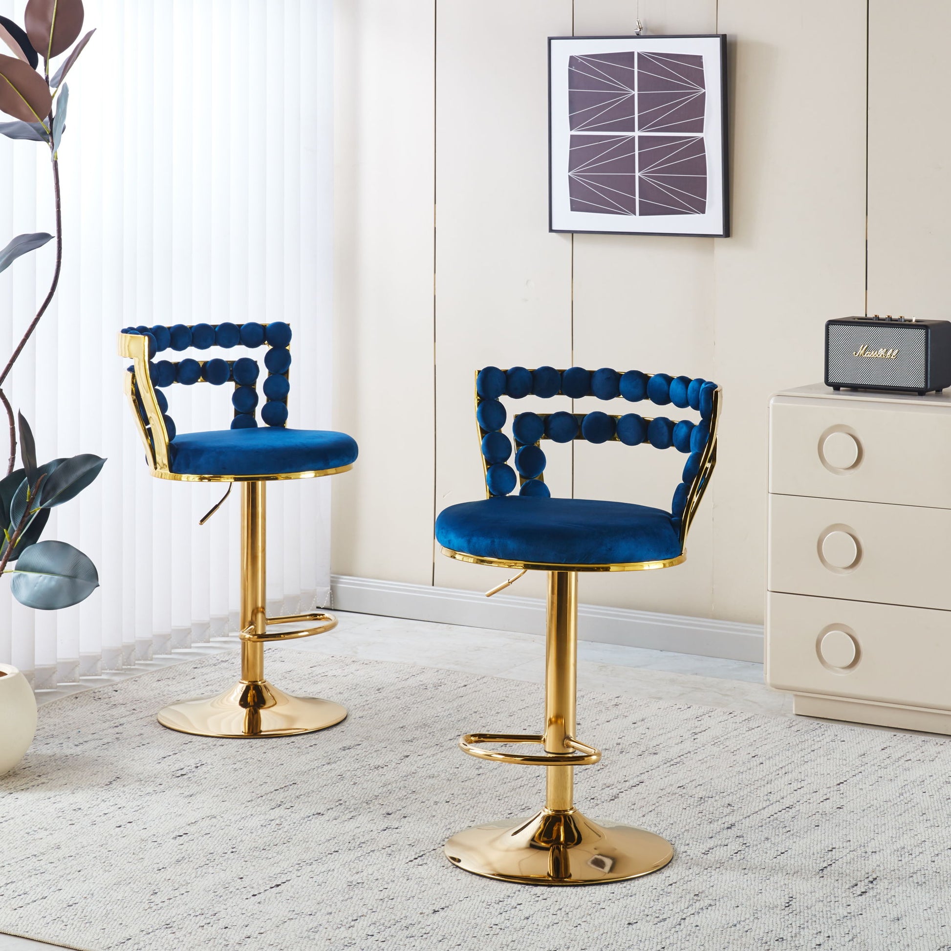 Modern Bar Chair With Iron Tube Legs, Soft Cushions And Comfortable Backrest (Set of 2) - Best Buy Furniture