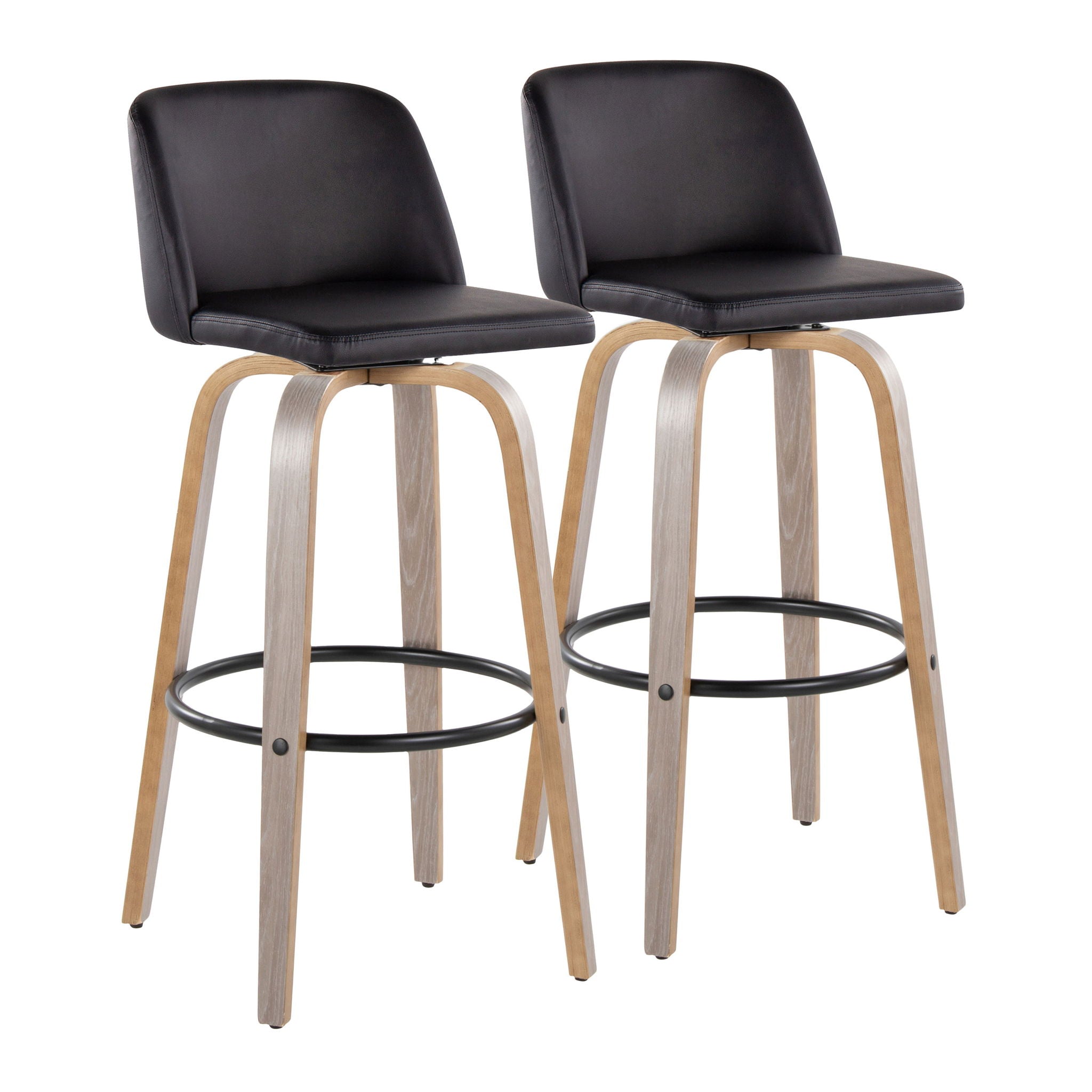 Toriano - Fixed Height Contemporary Barstool With Swivel With Round Footrest (Set of 2) - Best Buy Furniture