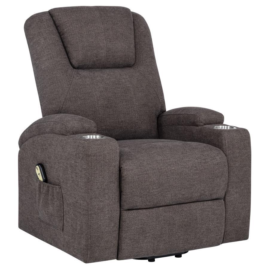 Louie - Chenille Upholstered Power Lift Massage Chair - Best Buy Furniture