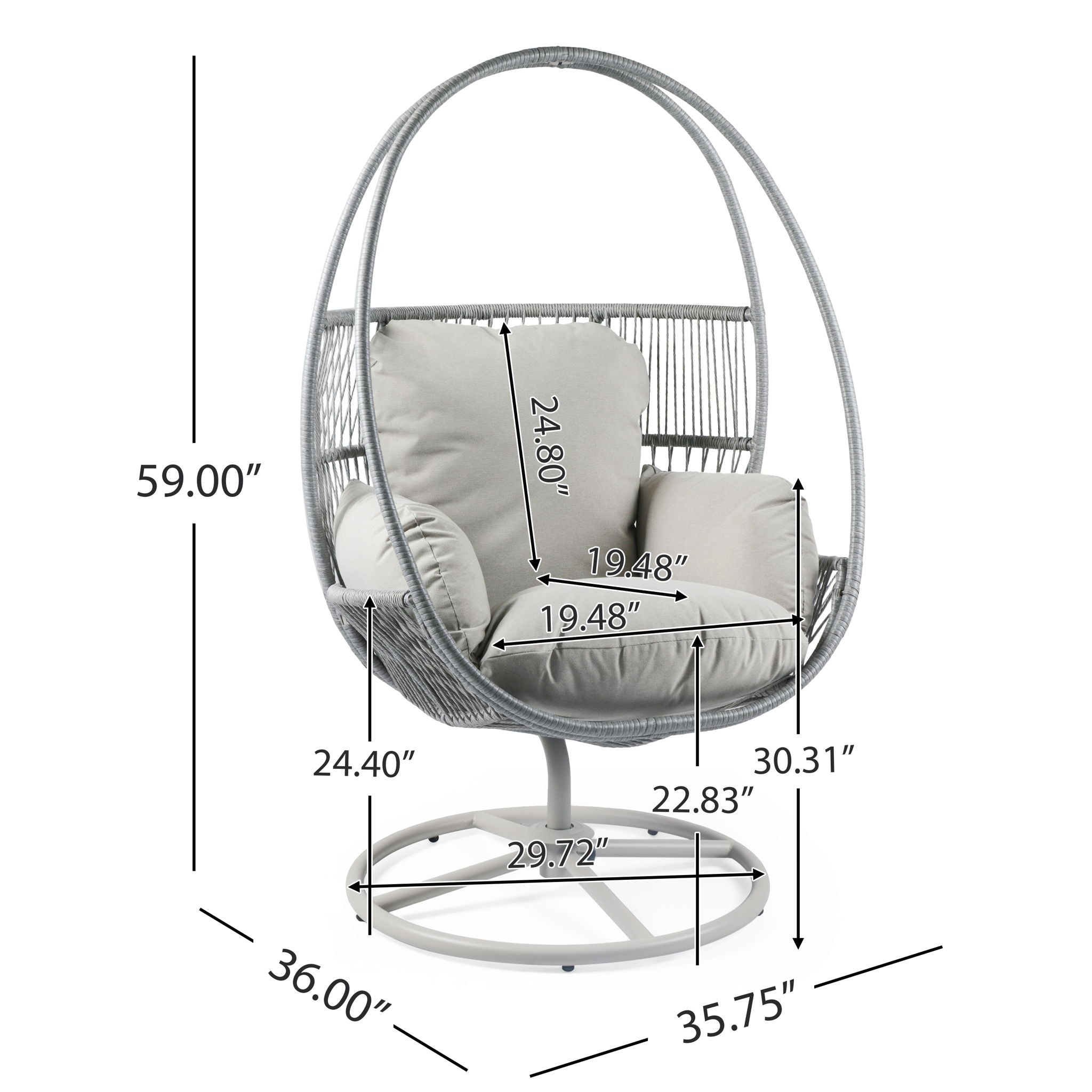 Reno - Outdoor Wicker Swivel Lounge Chair - Light Gray - Best Buy Furniture