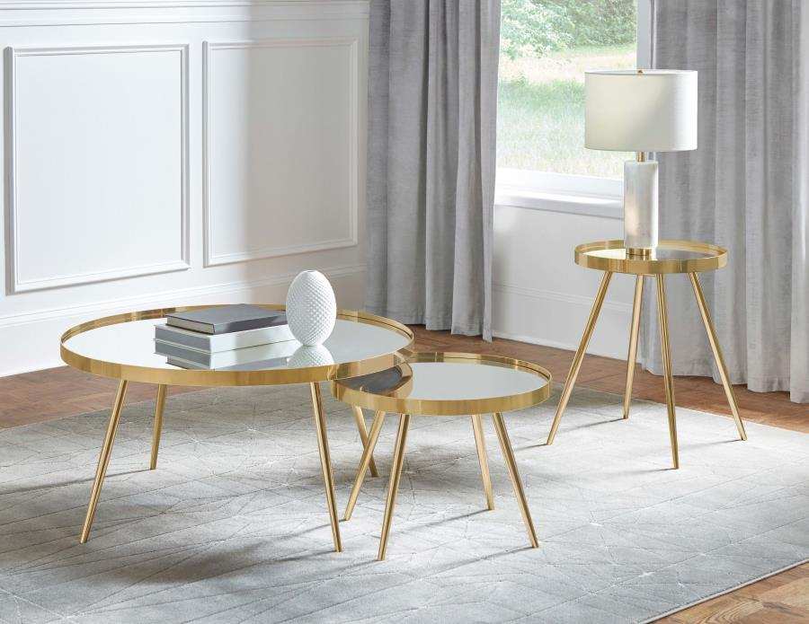 Kaelyn - 2 Piece Round Mirror Top Nesting Coffee Table - Best Buy Furniture