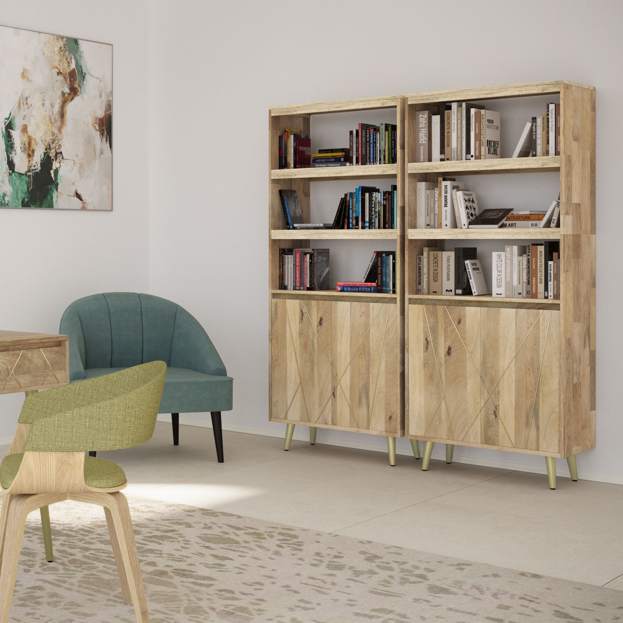 Jager - Bookshelf With Doors - Natural - Best Buy Furniture