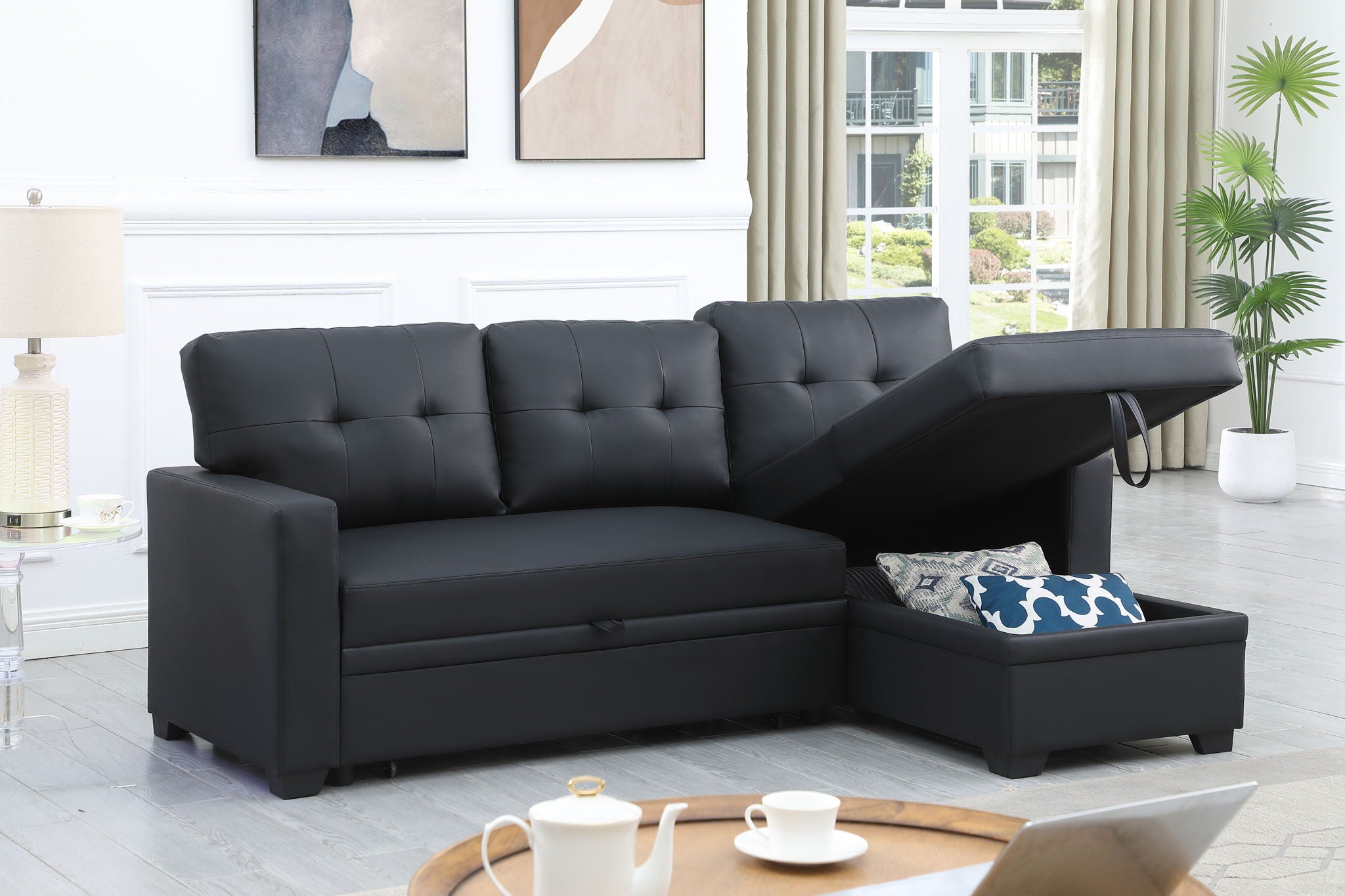 Upholstered Pull Out Sectional Sofa With Chaise - Best Buy Furniture