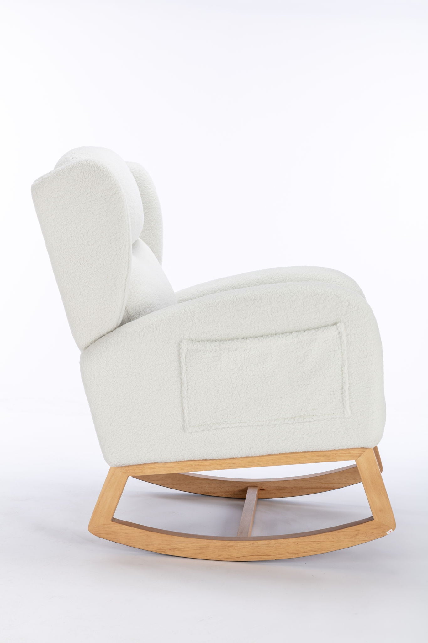 Teddy Fabric Rocking Chair With Packet Wood Legs - Ivory - Best Buy Furniture