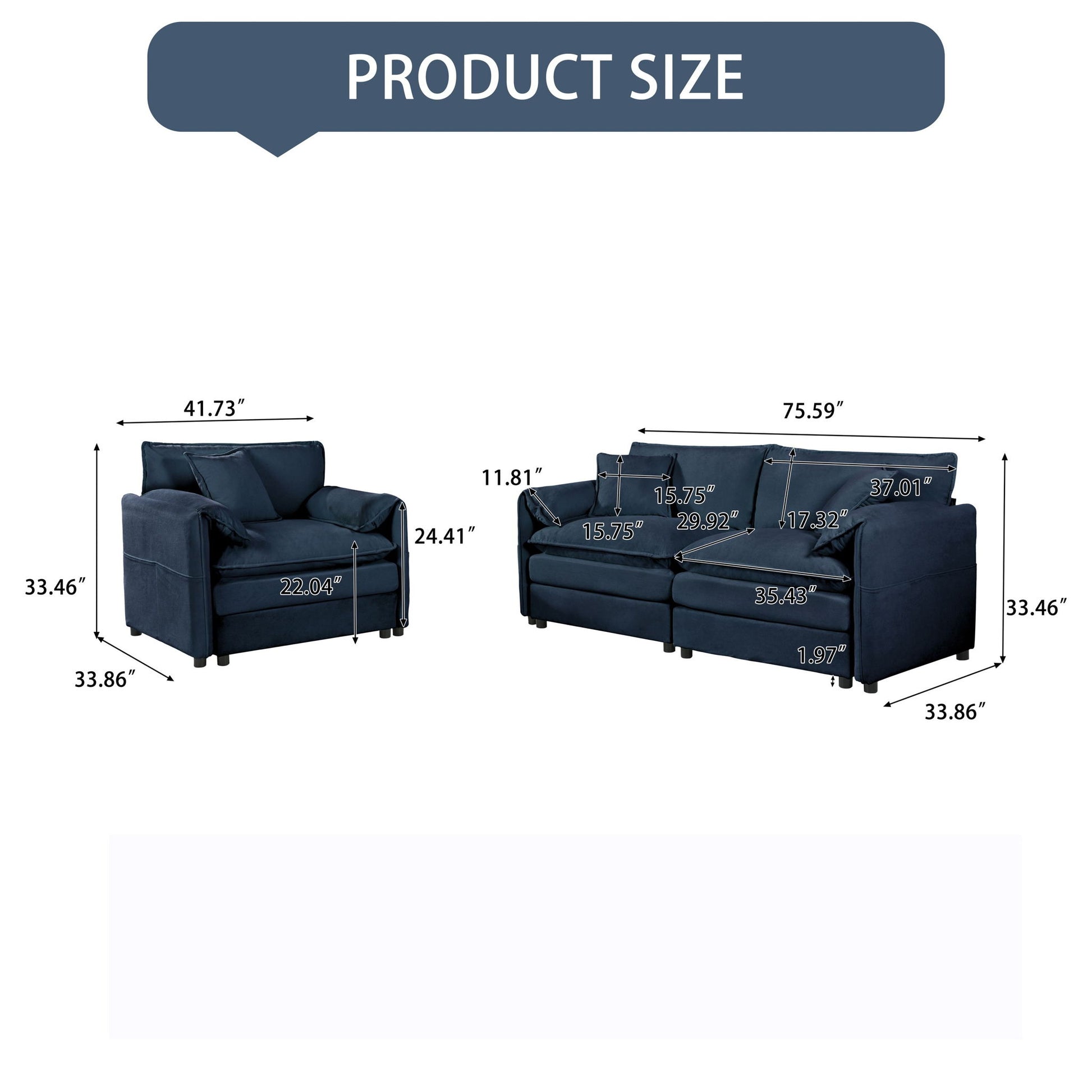 Modern Upholstered Chenille Loveseat And Armchair Set With Pillows - Best Buy Furniture