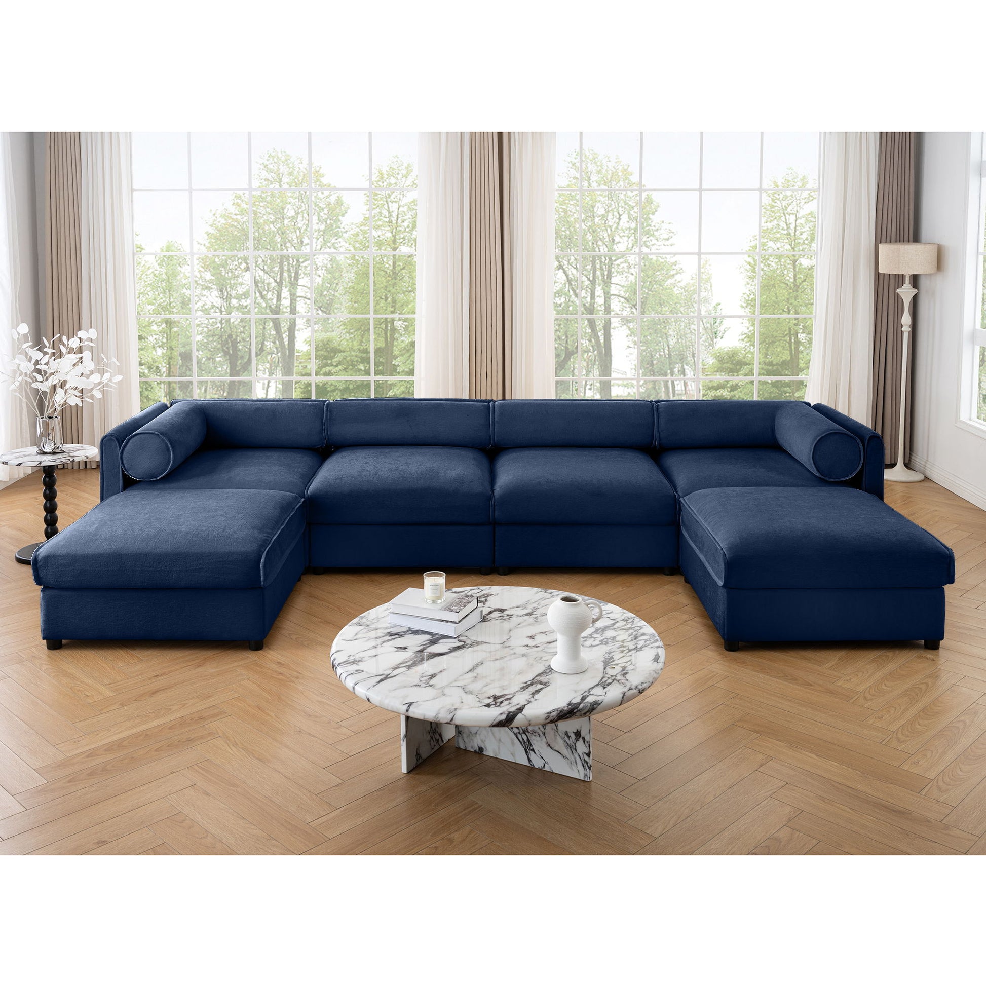 Contemporary Elegant White Chenille Sofa With Storage And Ottoman - Best Buy Furniture