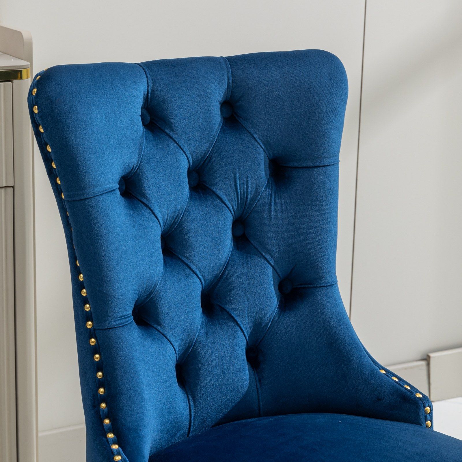 Nikki - Modern, High-End Tufted Solid Wood Contemporary Velvet Upholstered Dining Chair With Golden Stainless Steel Plating Legs, Nailhead Trim (Set of 2) - Best Buy Furniture