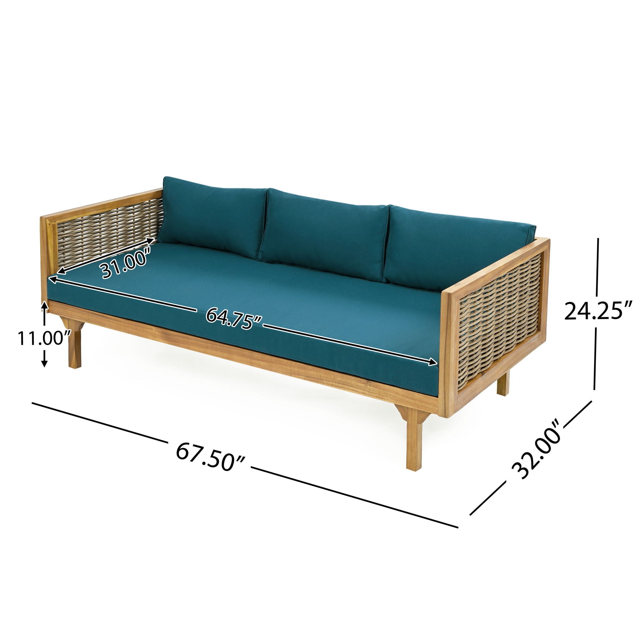 Claremont - 3 Seater Daybed Teak Acacia Wood Water Resistant Cushions - Best Buy Furniture