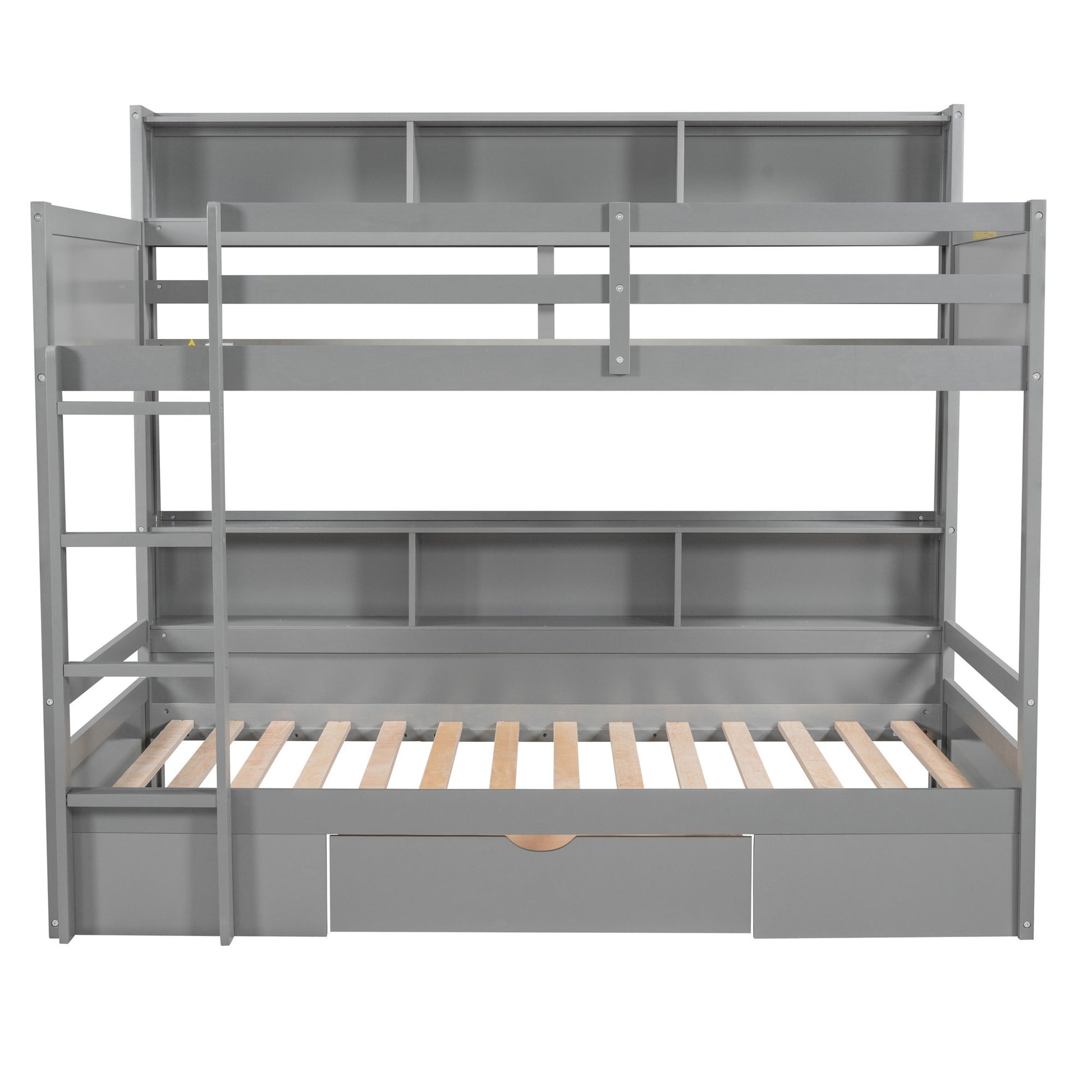 Twin Size Bunk Bed With Built-In Shelves Beside Both Upper And Down Bed And Storage Drawer - Best Buy Furniture