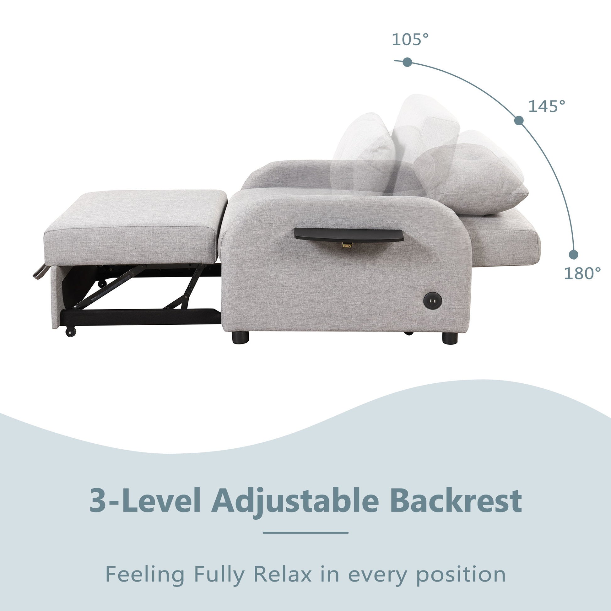 Versatile Pull Out Sofa Sleeper 3 In 1 With Wing Table & USB Charge, Compact Design - Best Buy Furniture