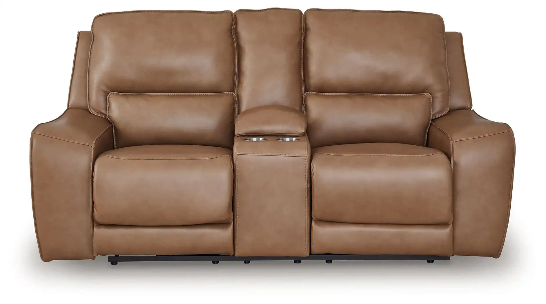 DeepWakes - Power Reclining Loveseat / Console / Adjustable Headrest - Caramel - Best Buy Furniture