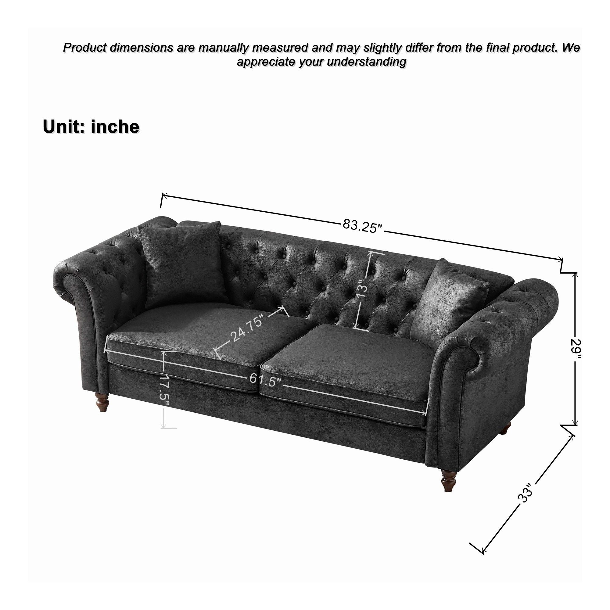Chesterfield 3 And 3 Seater Sofa Set High Tech Fabric Roll Armrest Upholstered Couch - Best Buy Furniture