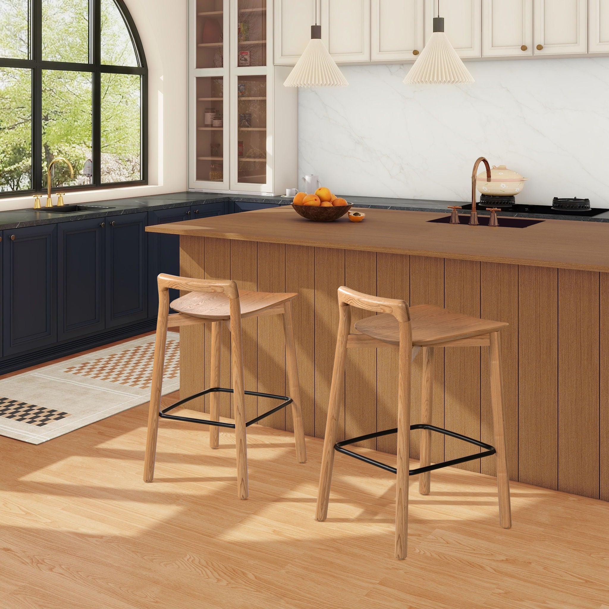 Sven - Modern Minimalist Low Back Counter Stool - Natural Blonde Ash - Best Buy Furniture