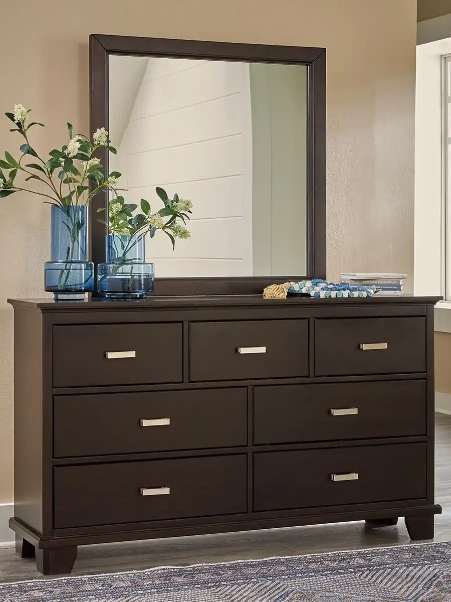 Covetown - Dresser And Mirror - Dark Brown - Best Buy Furniture