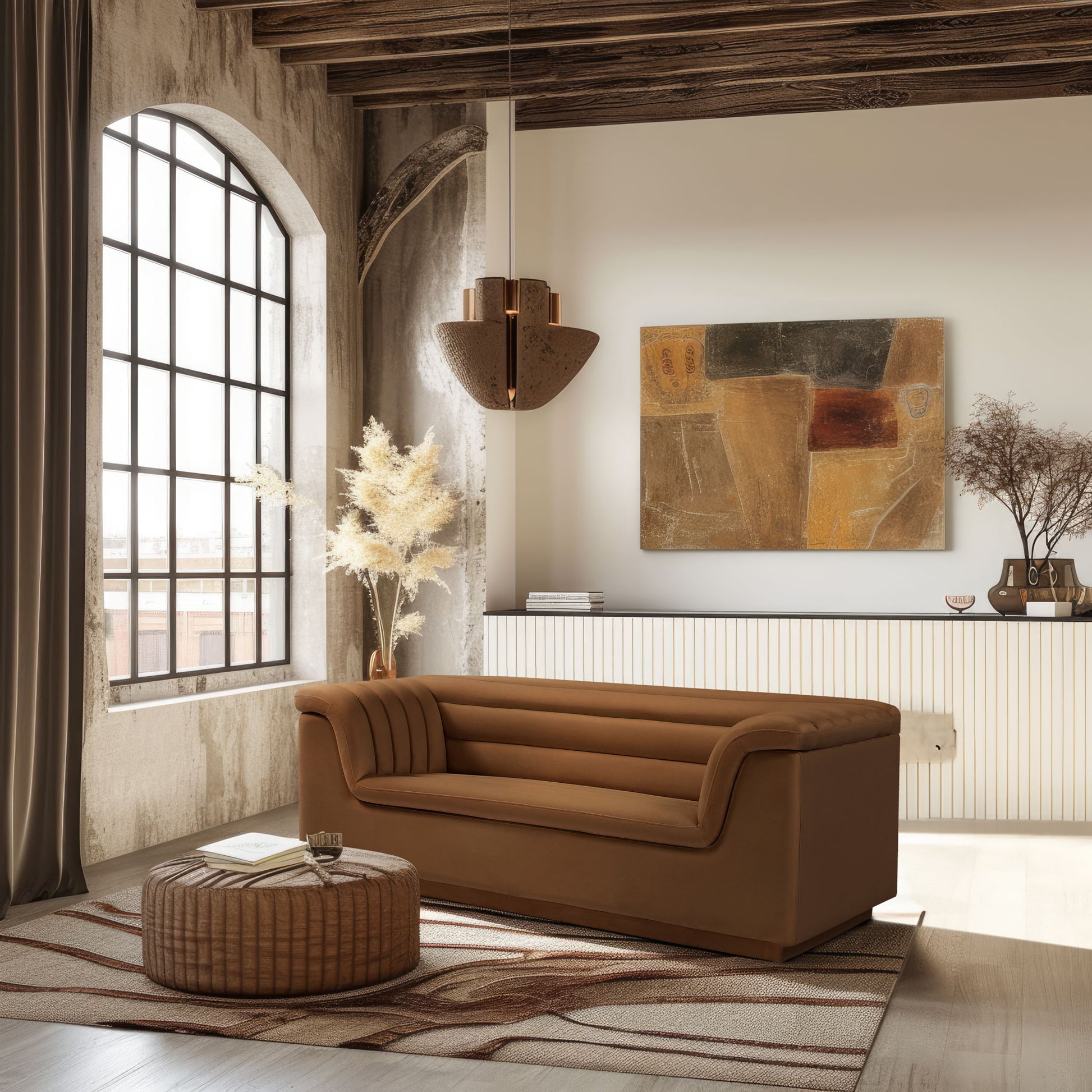 Cascade - Velvet Loveseat - Saddle - Best Buy Furniture