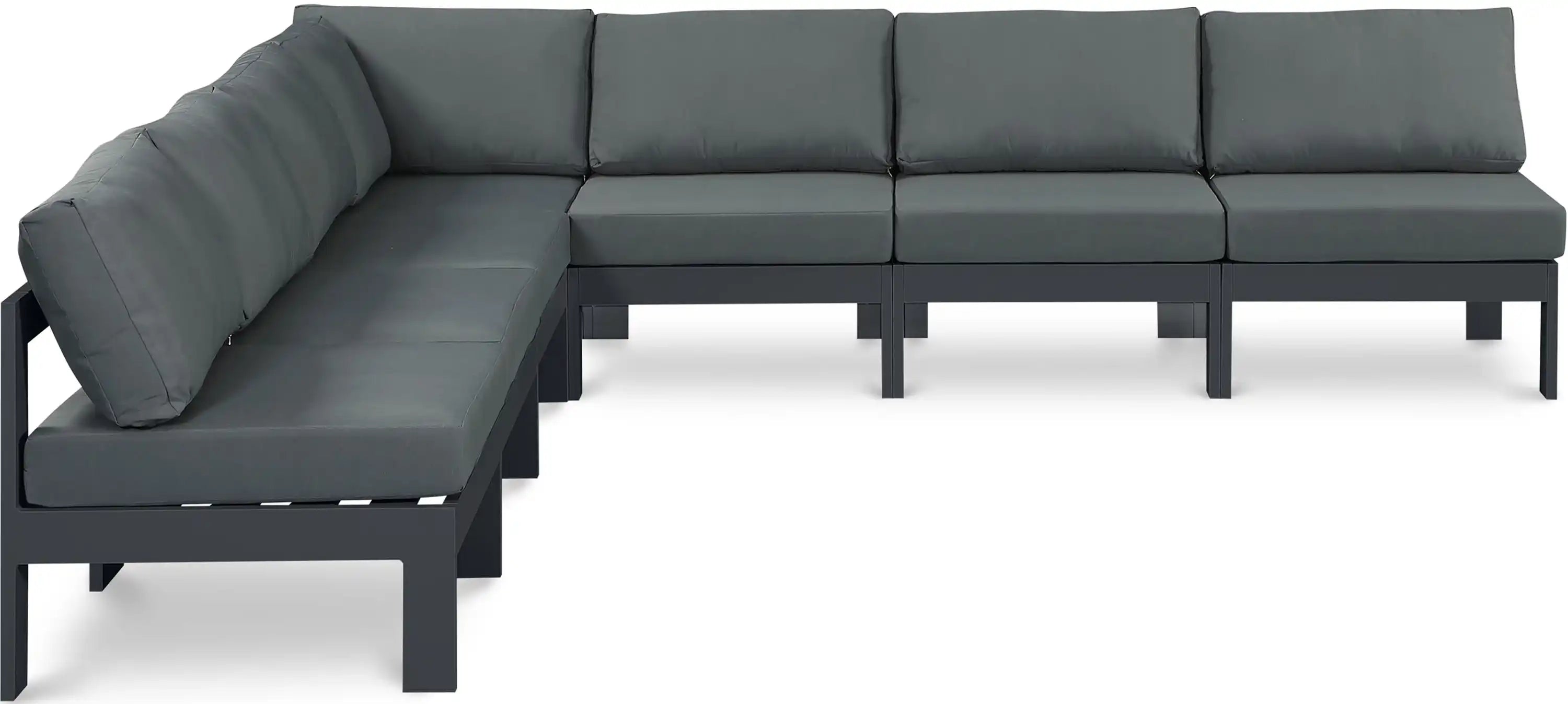 Nizuc - Outdoor Patio 7 Piece Modular Sectional With Gray Frame - Best Buy Furniture