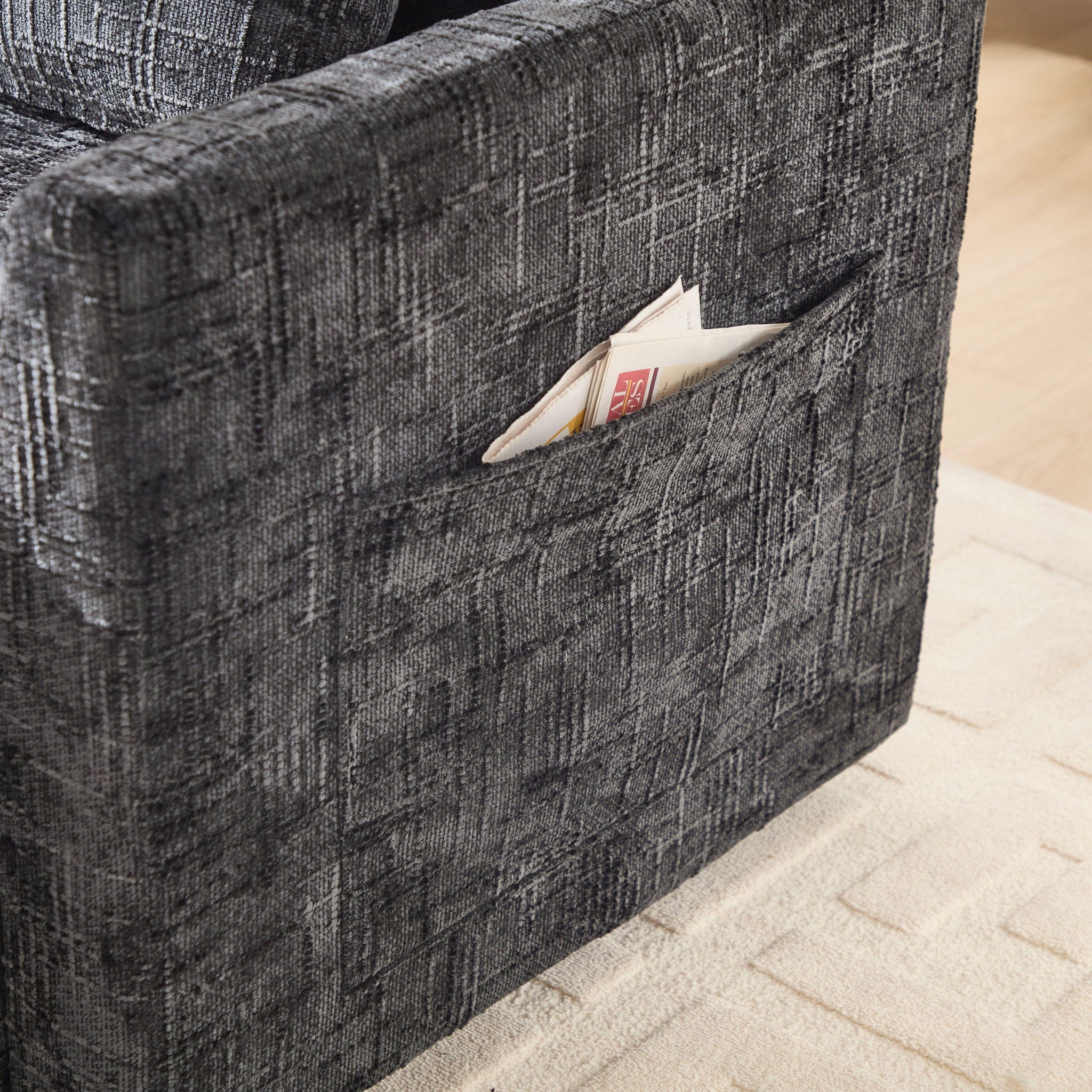 Multifunctional Chenille Recliner Sofa With Storage And Phone Bracket - Best Buy Furniture