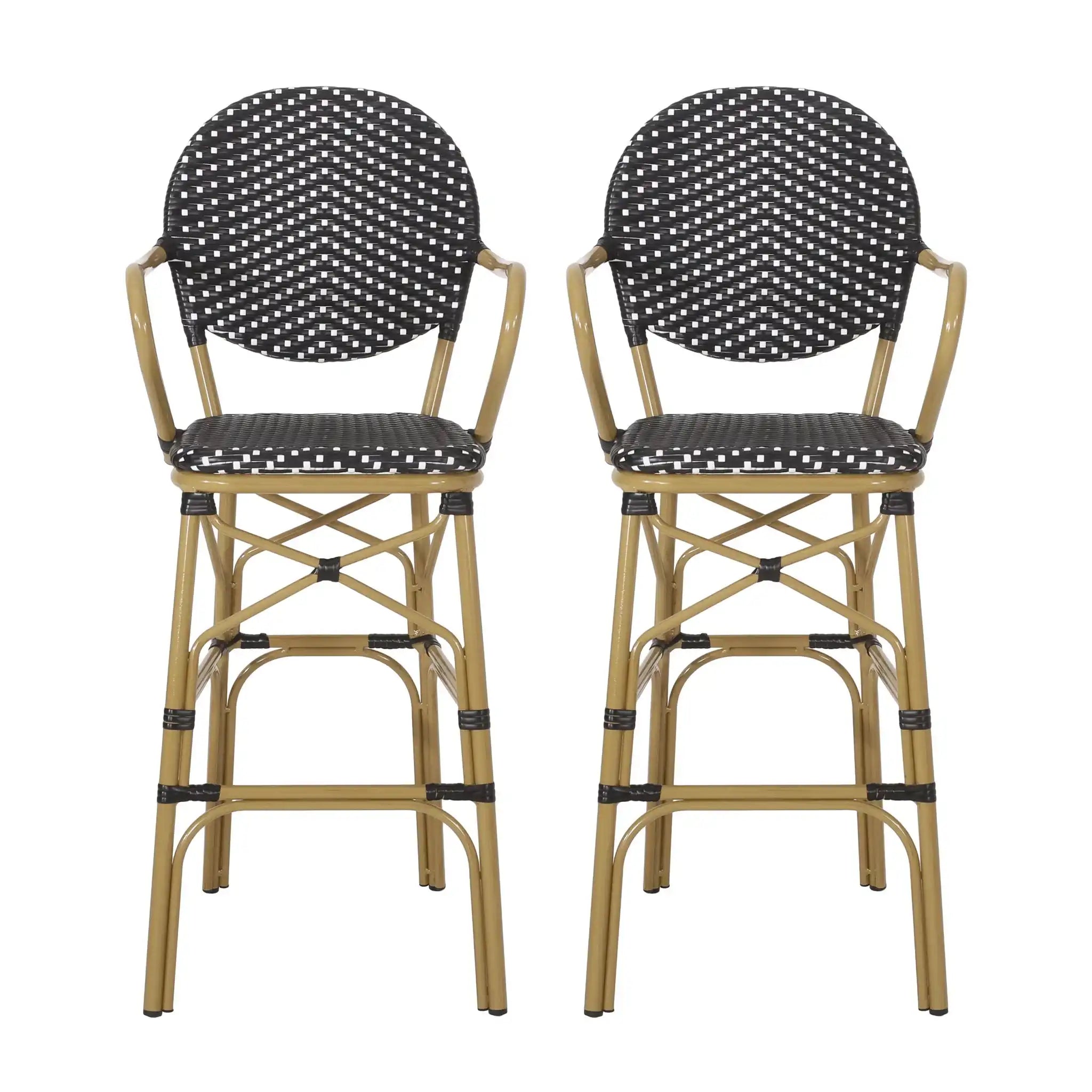 Outdoor Wicker And Aluminum French Barstools (Set of 2) - Best Buy Furniture
