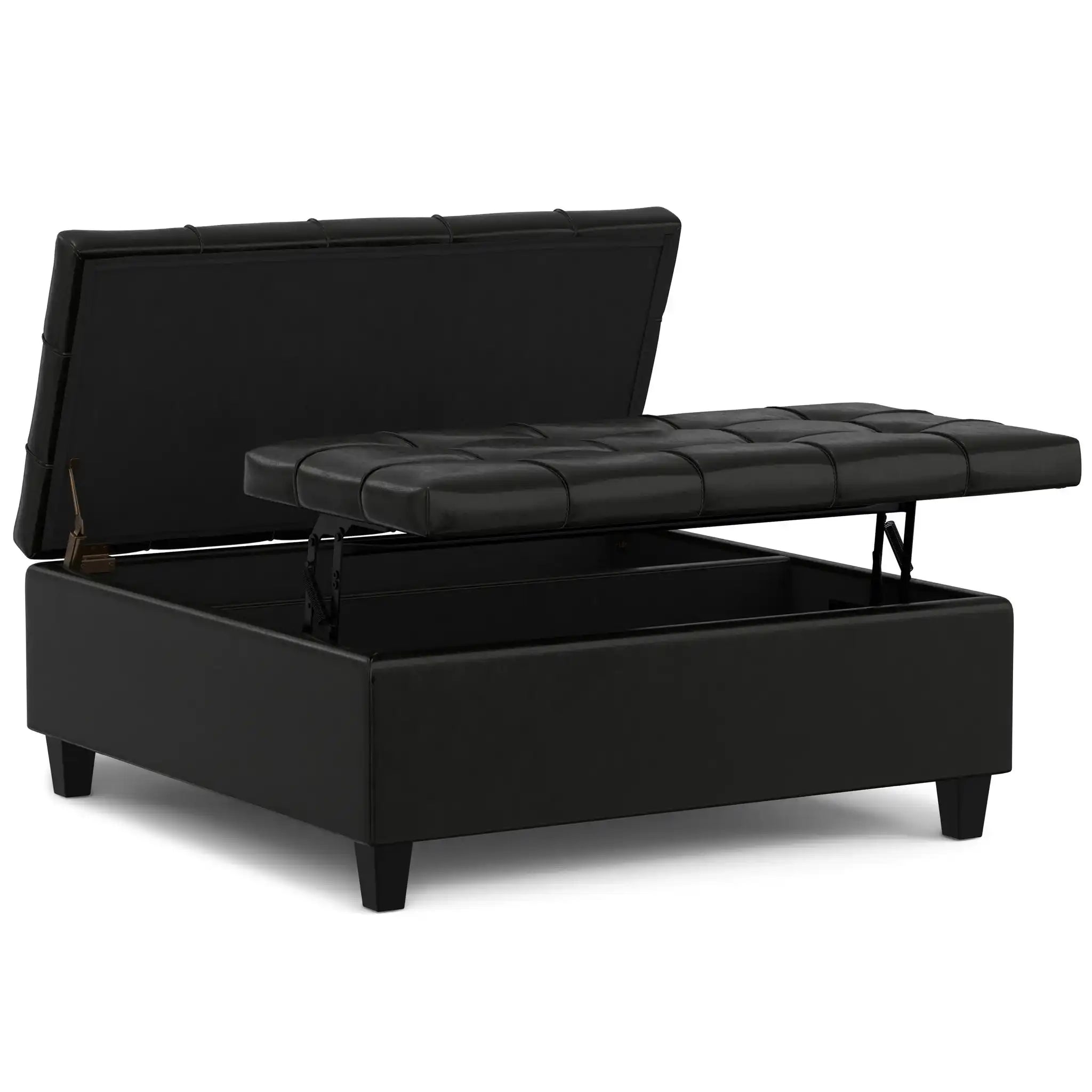 Harrison - Large Square Coffee Table Storage Ottoman - Black - Best Buy Furniture